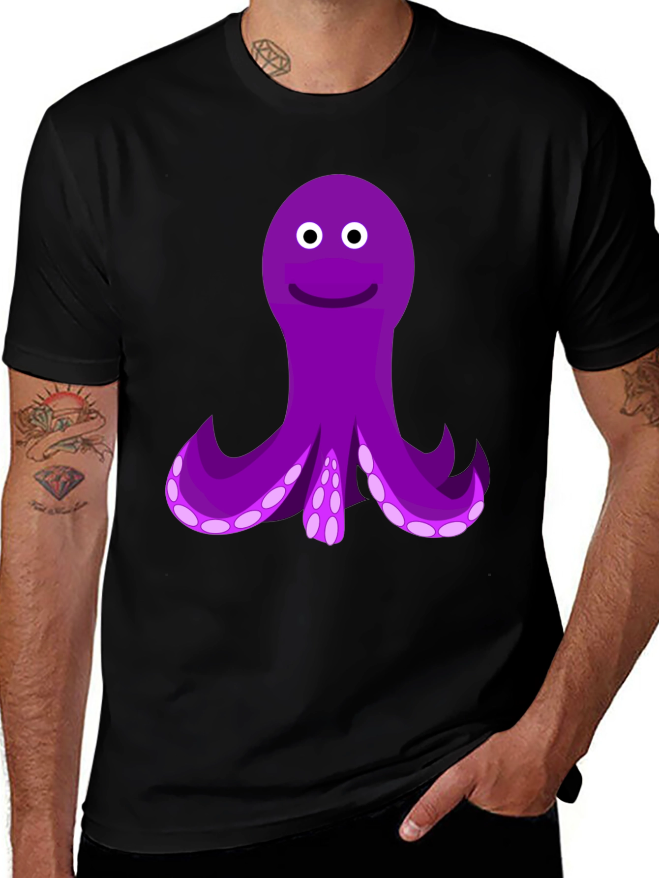 Variant 27 of Purple Octopus Graphic Black T-Shirt