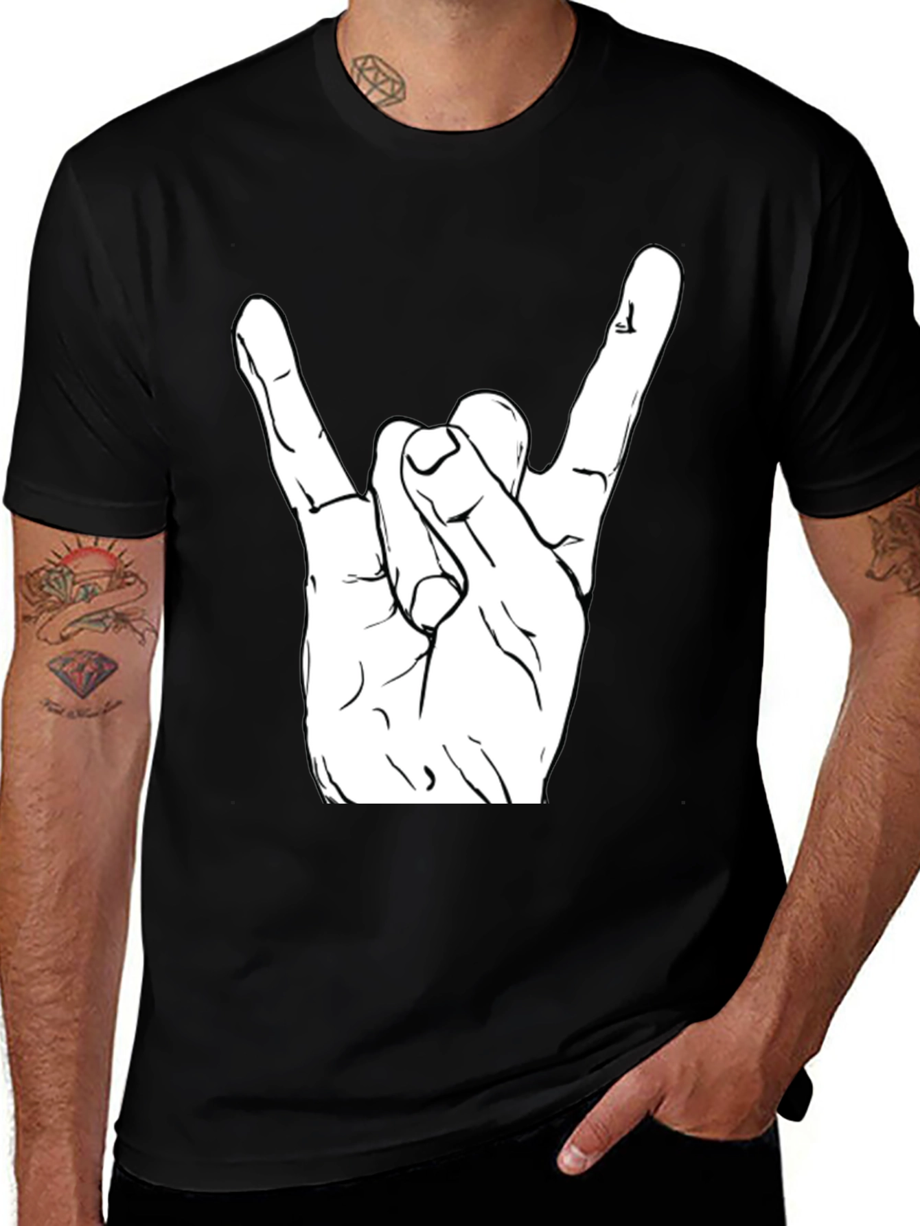 Variant 14 of Rock On Black Graphic T-Shirt