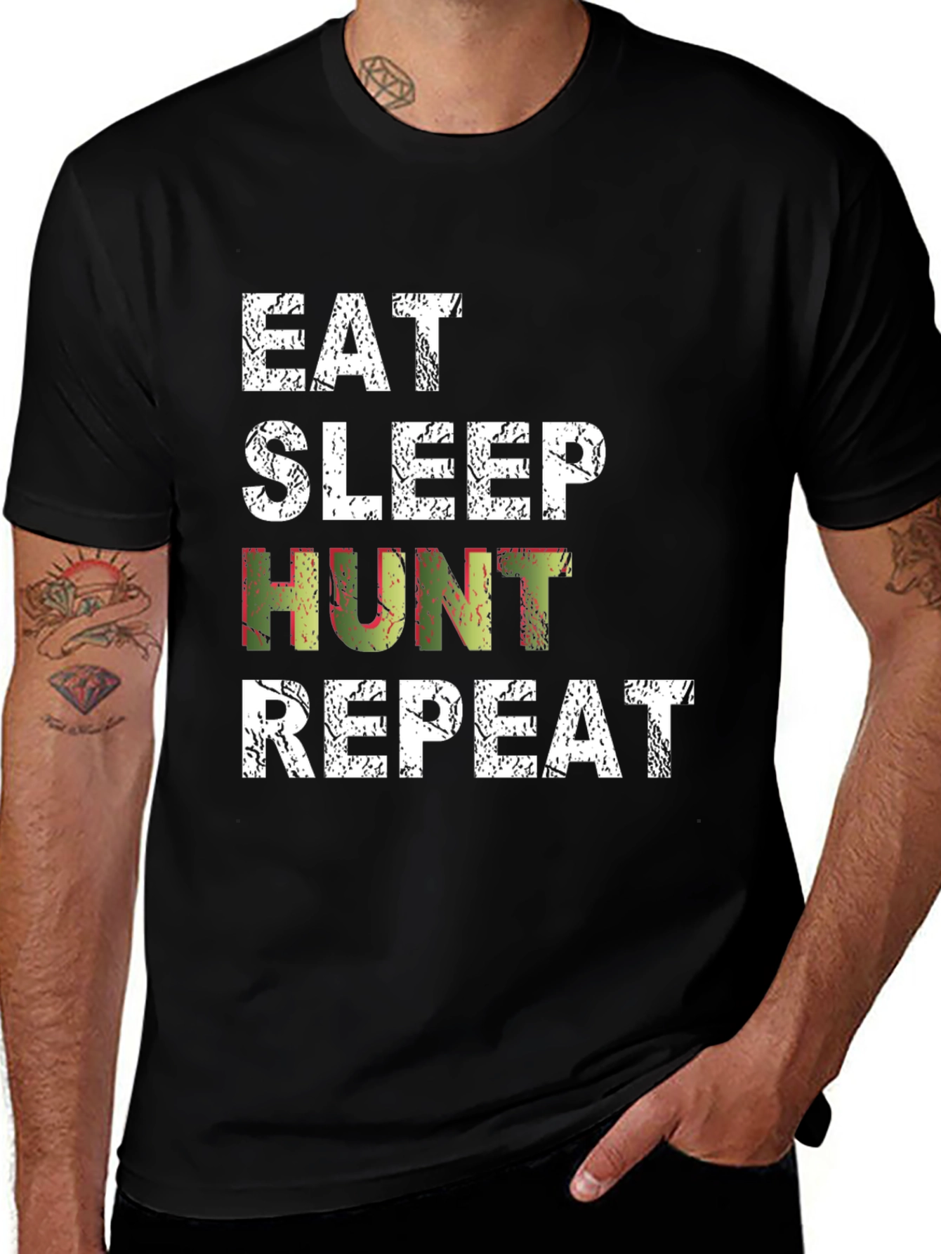 Variant 5 of Eat Sleep Hunt Repeat Black T-Shirt