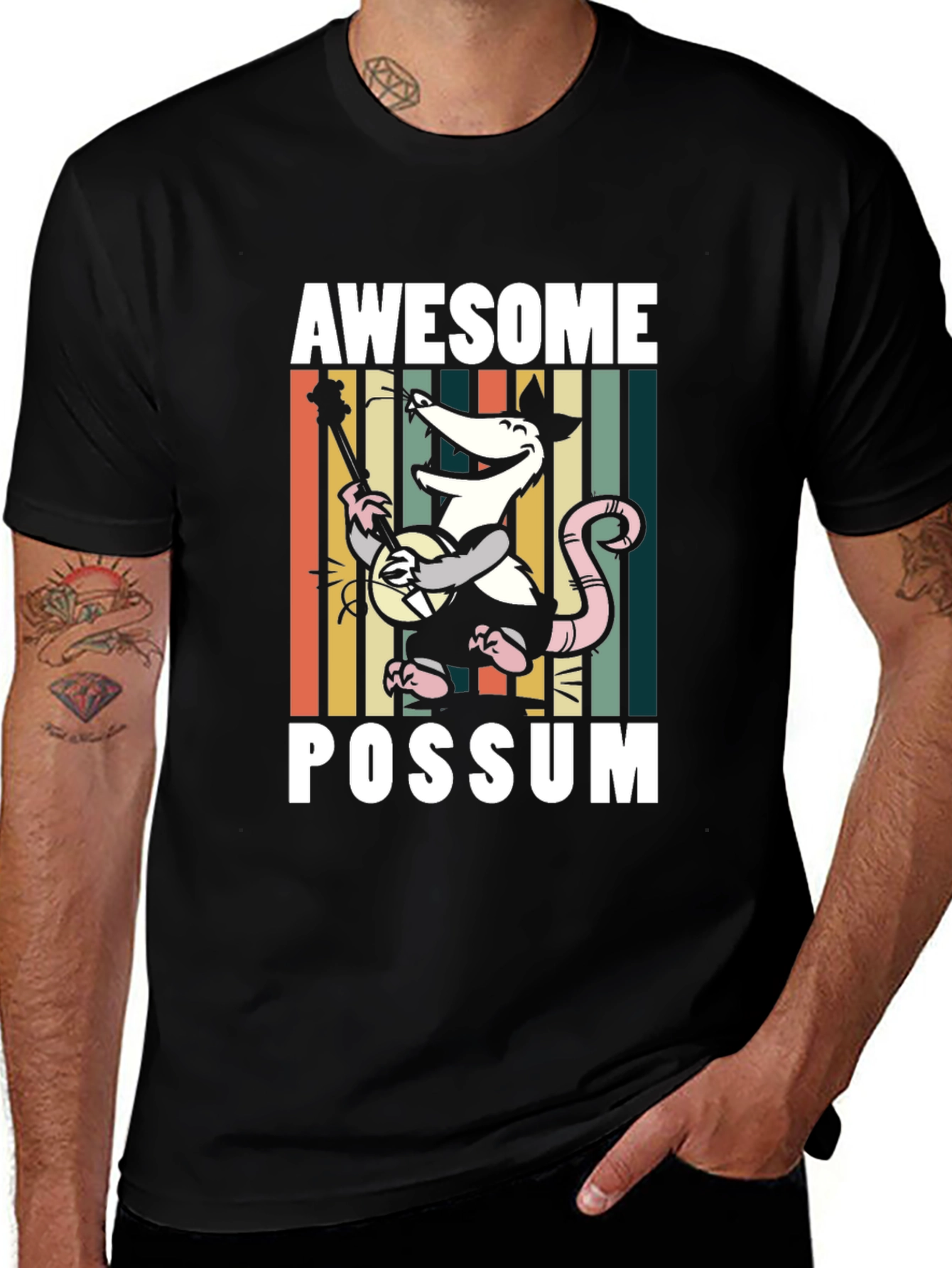 Variant 6 of Awesome Possum T-Shirt, Banjo Playing Opossum Tee
