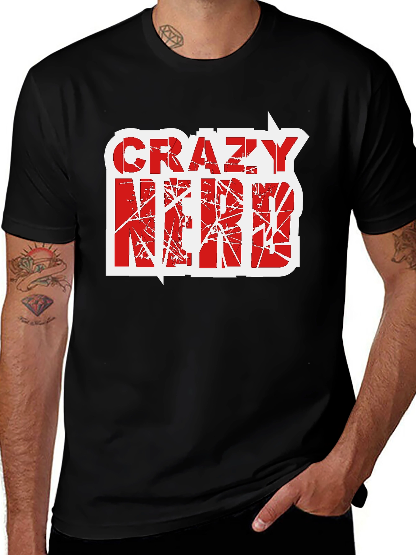 Variant 7 of Crazy Nerd Graphic T-Shirt - Black