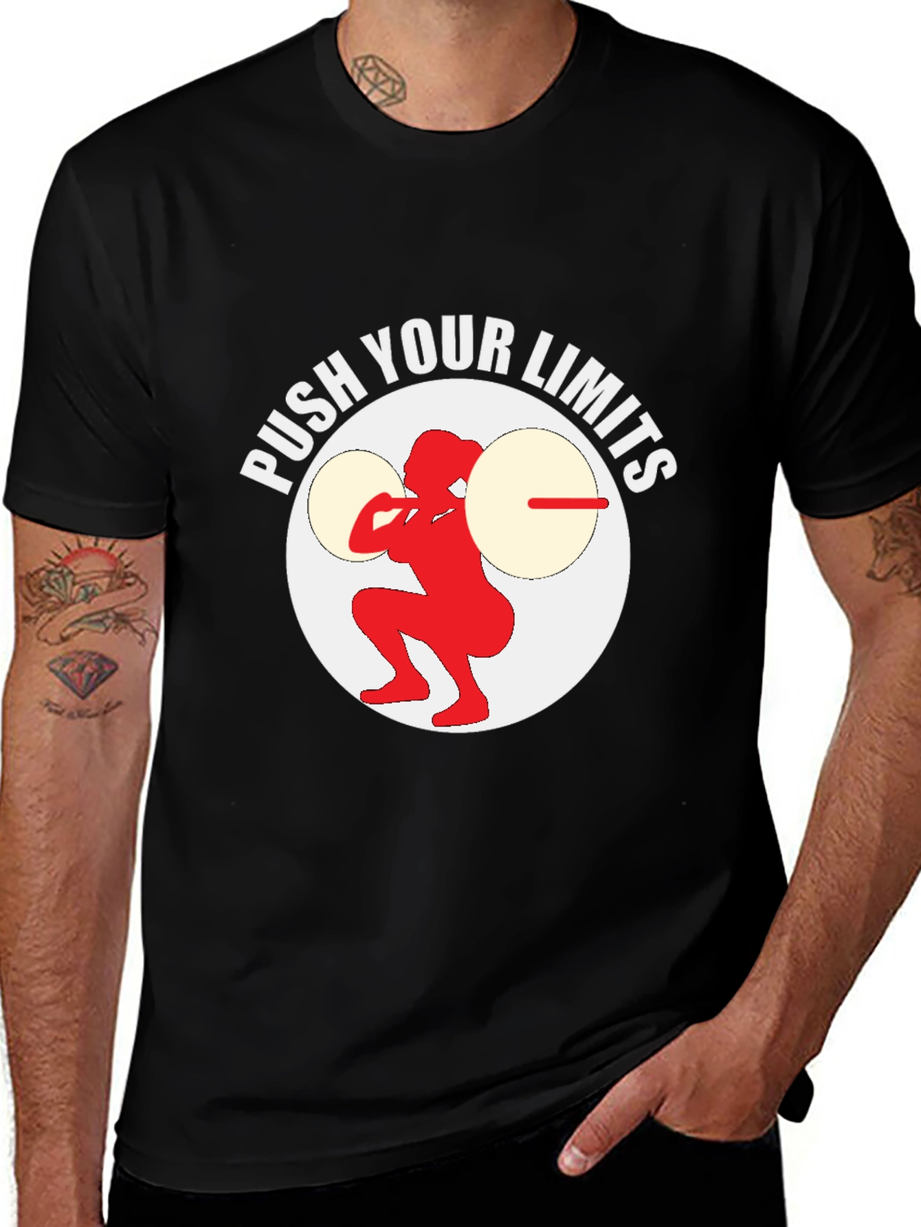 Variant 11 of Push Your Limits Weightlifting Black T-Shirt