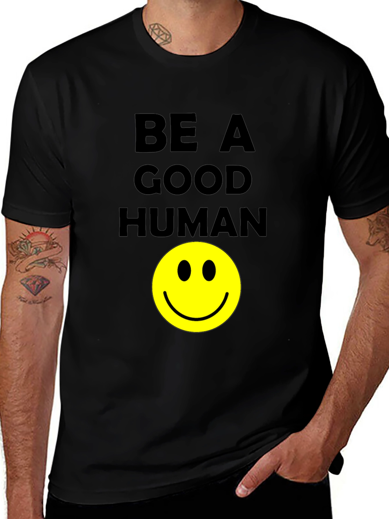 Variant 4 of Be A Good Human Smiley Face Graphic T-Shirt