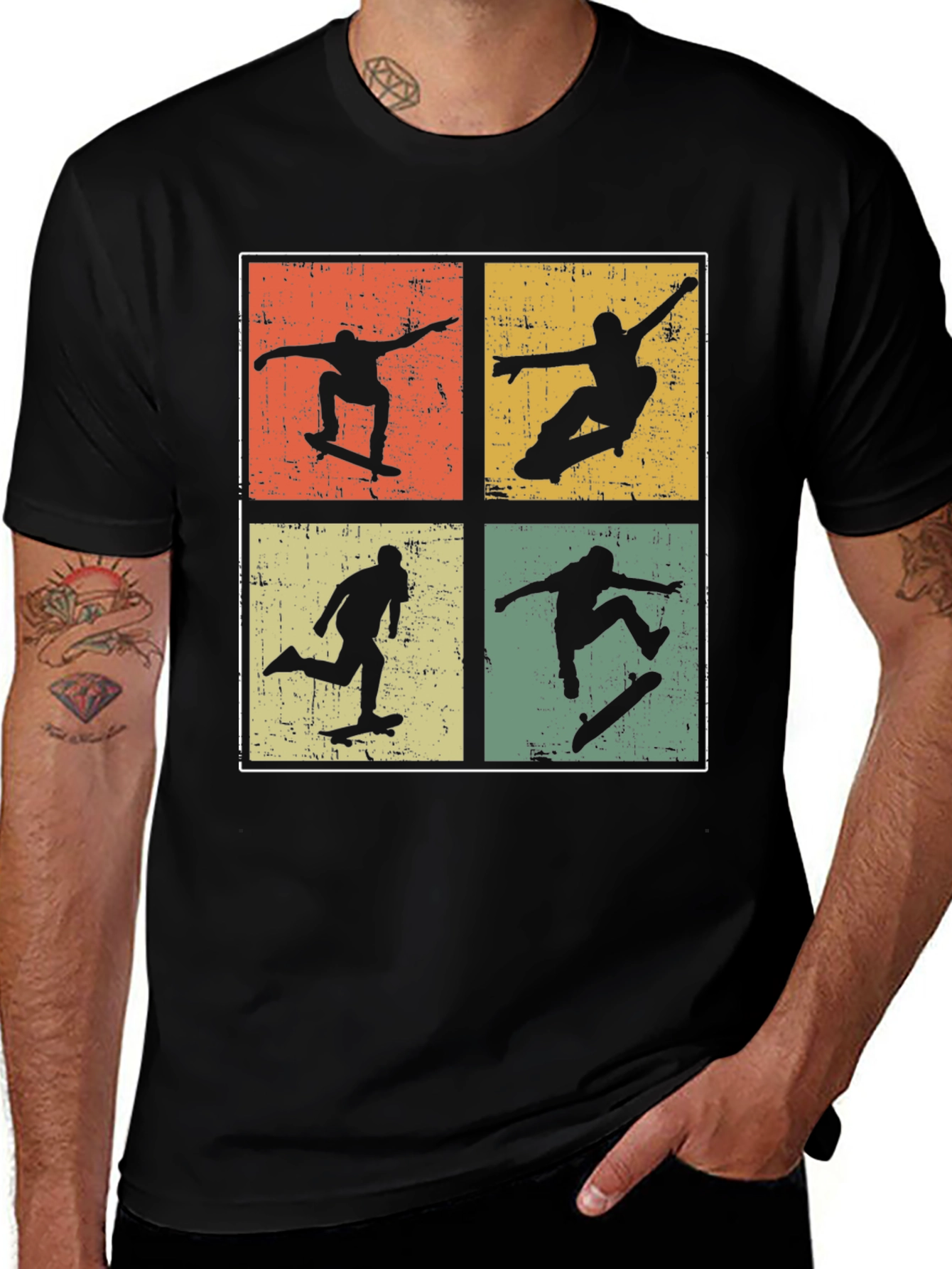 Variant 5 of Retro Skateboarder Silhouette Graphic T-Shirt