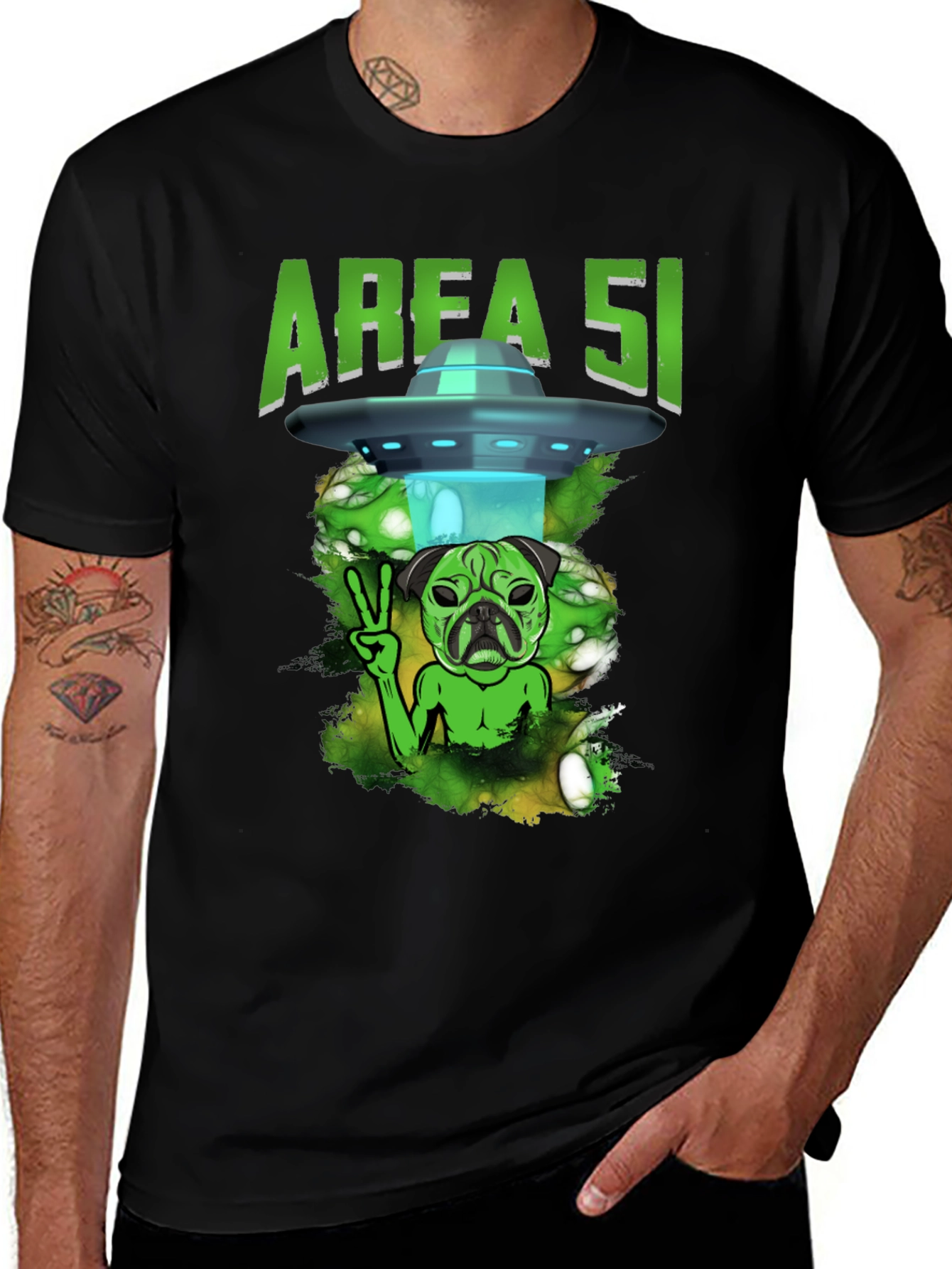 Variant 20 of Area 51 Alien Pug T-Shirt
