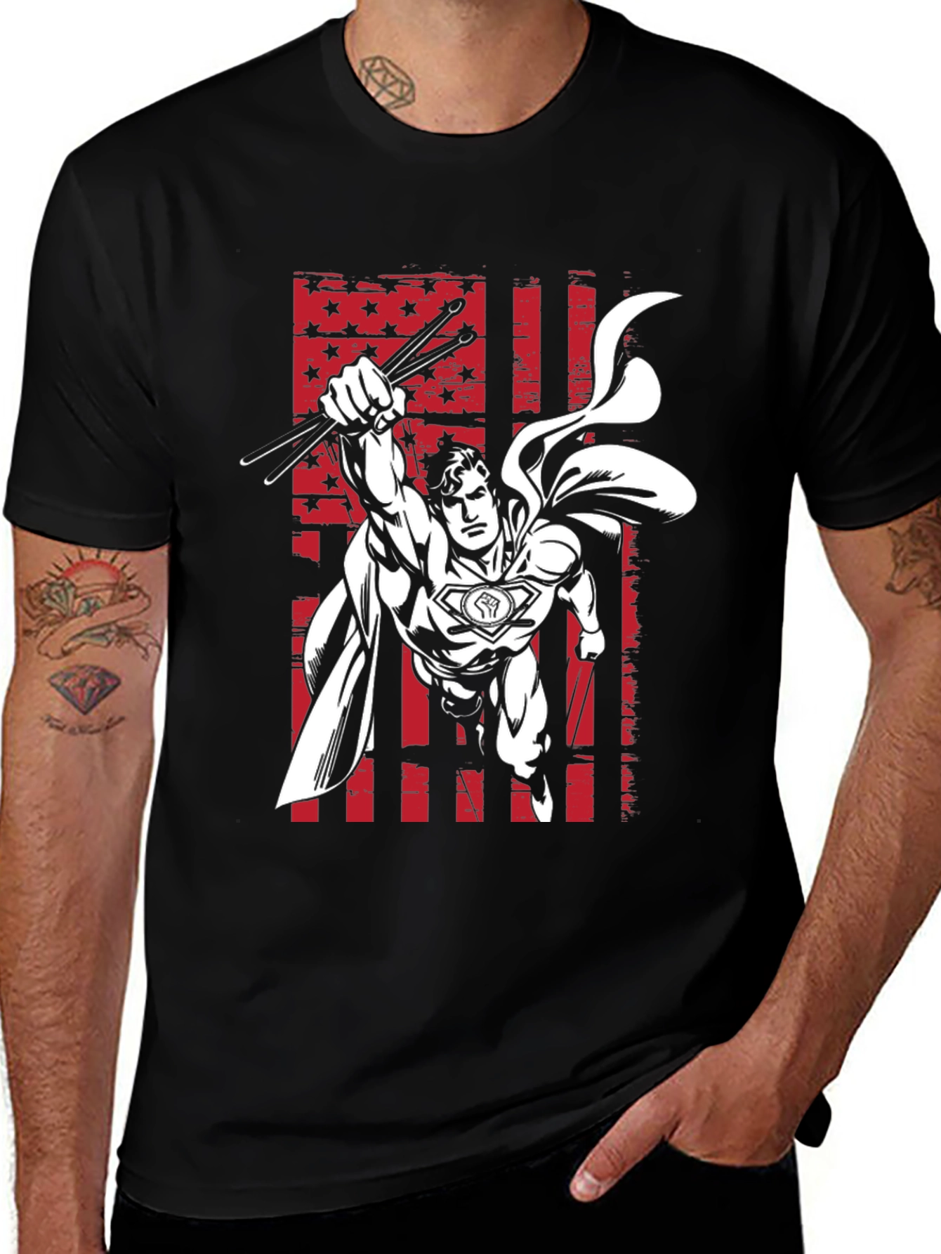 Variant 10 of Superhero Drummer Graphic T-Shirt