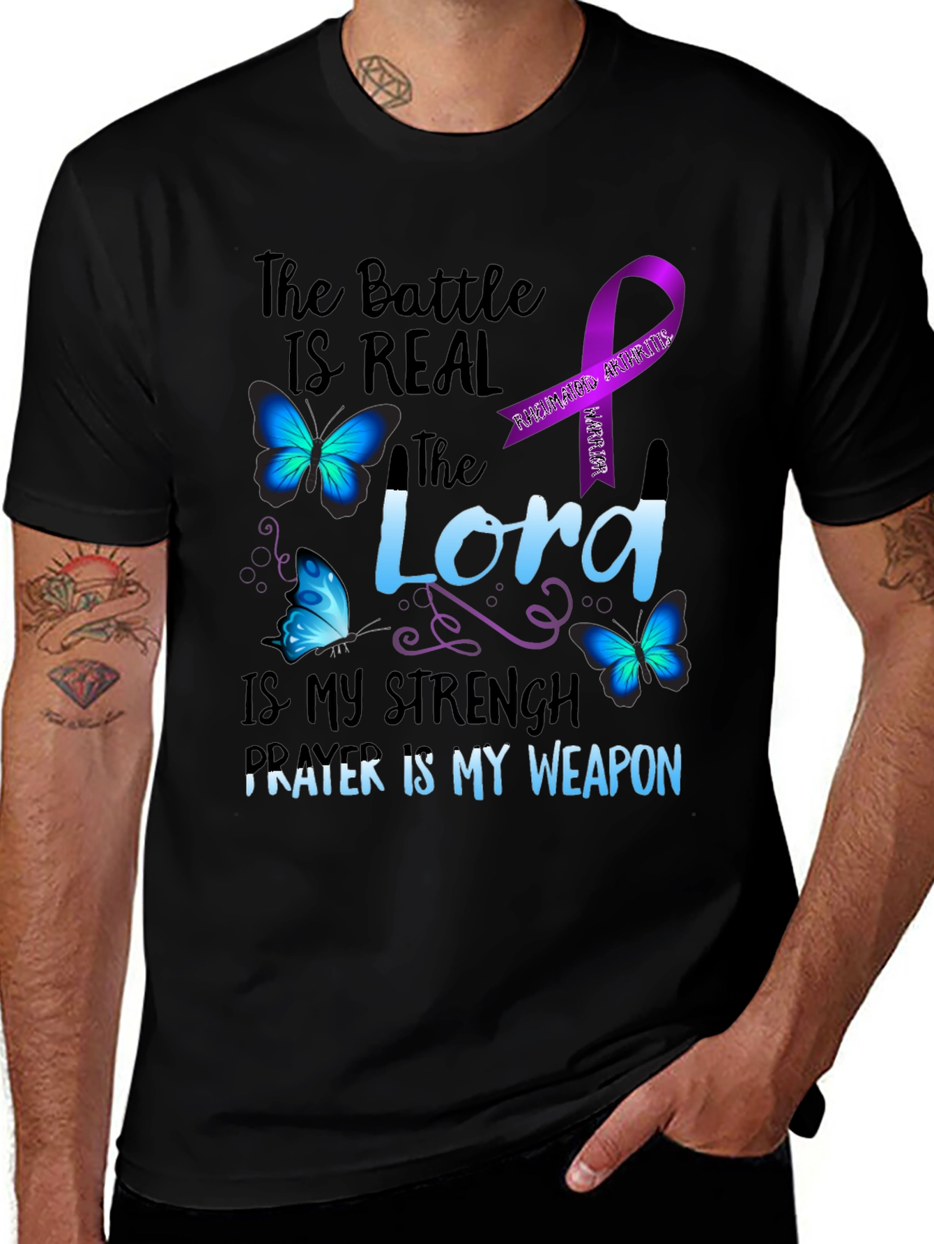Variant 7 of Faith-Based Lupus Awareness Butterfly T-Shirt