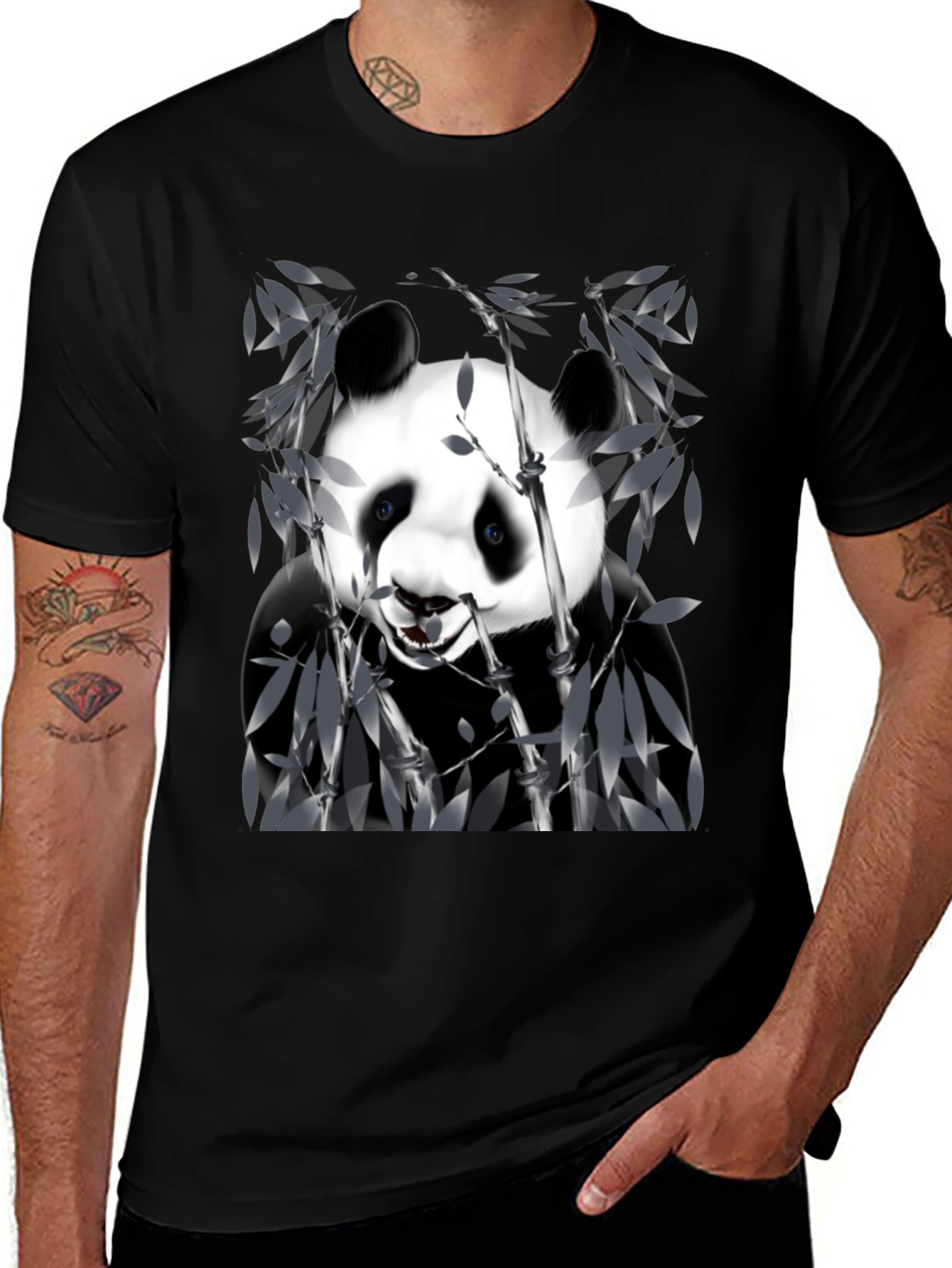 Variant 9 of Panda Bamboo Graphic T-Shirt - Men's Black Tee