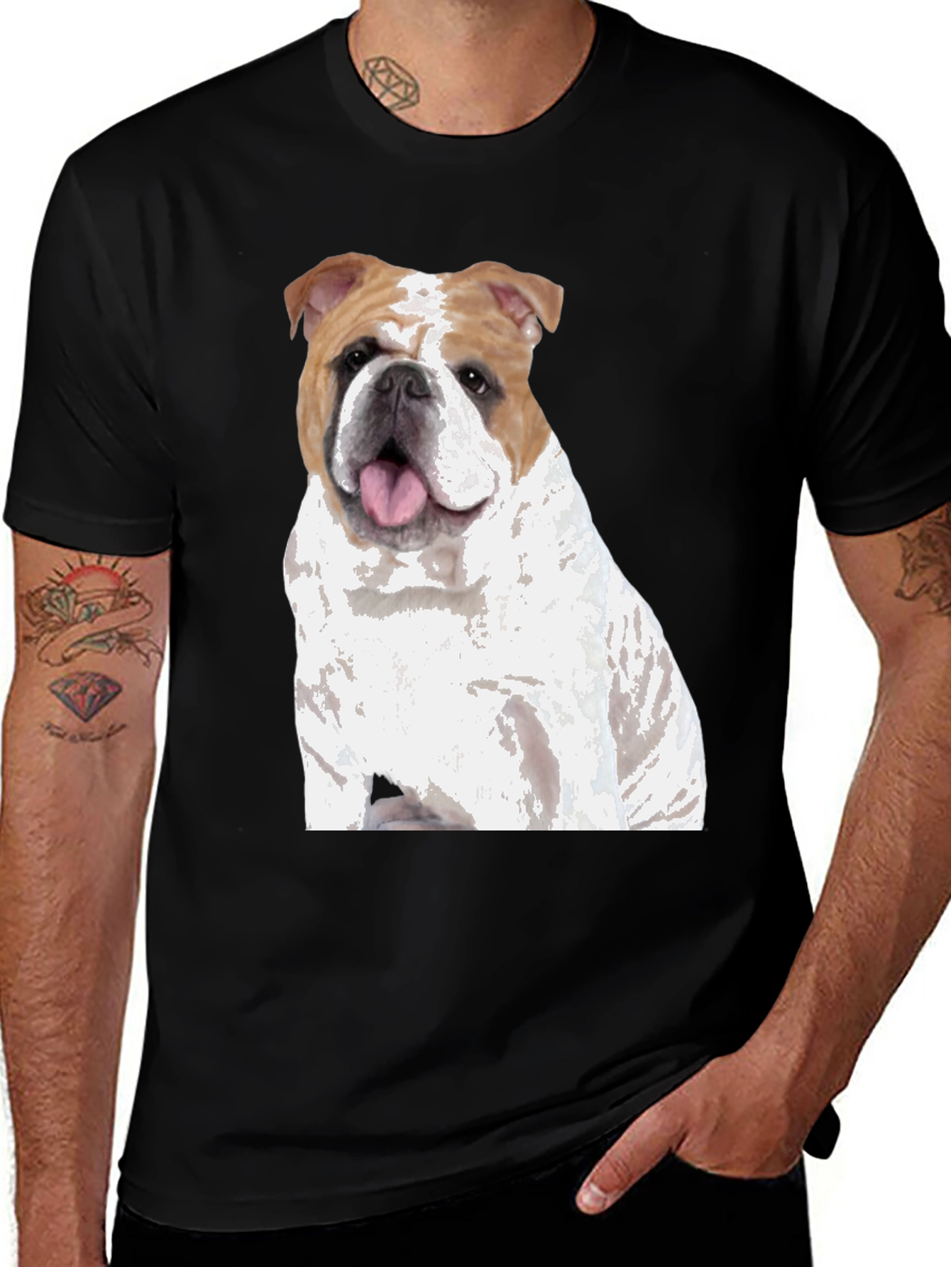 Variant 28 of Bulldog Graphic T-Shirt - Black Cotton Blend