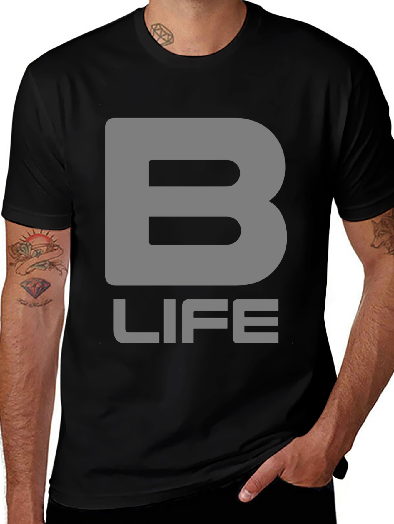Variant 6 of B Life Black T-Shirt - Bold Statement Tee