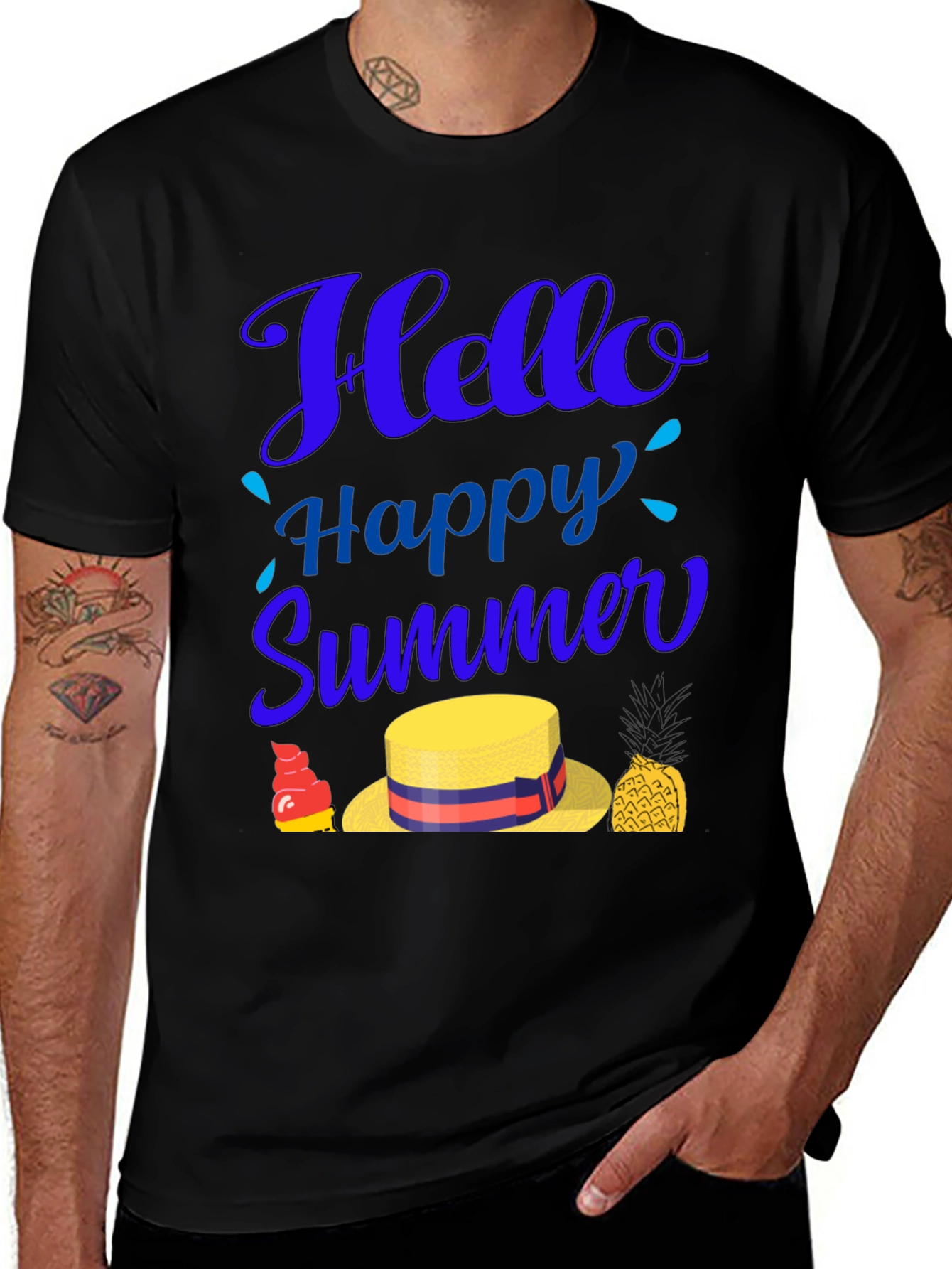 Variant 23 of Hello Happy Summer Graphic T-Shirt