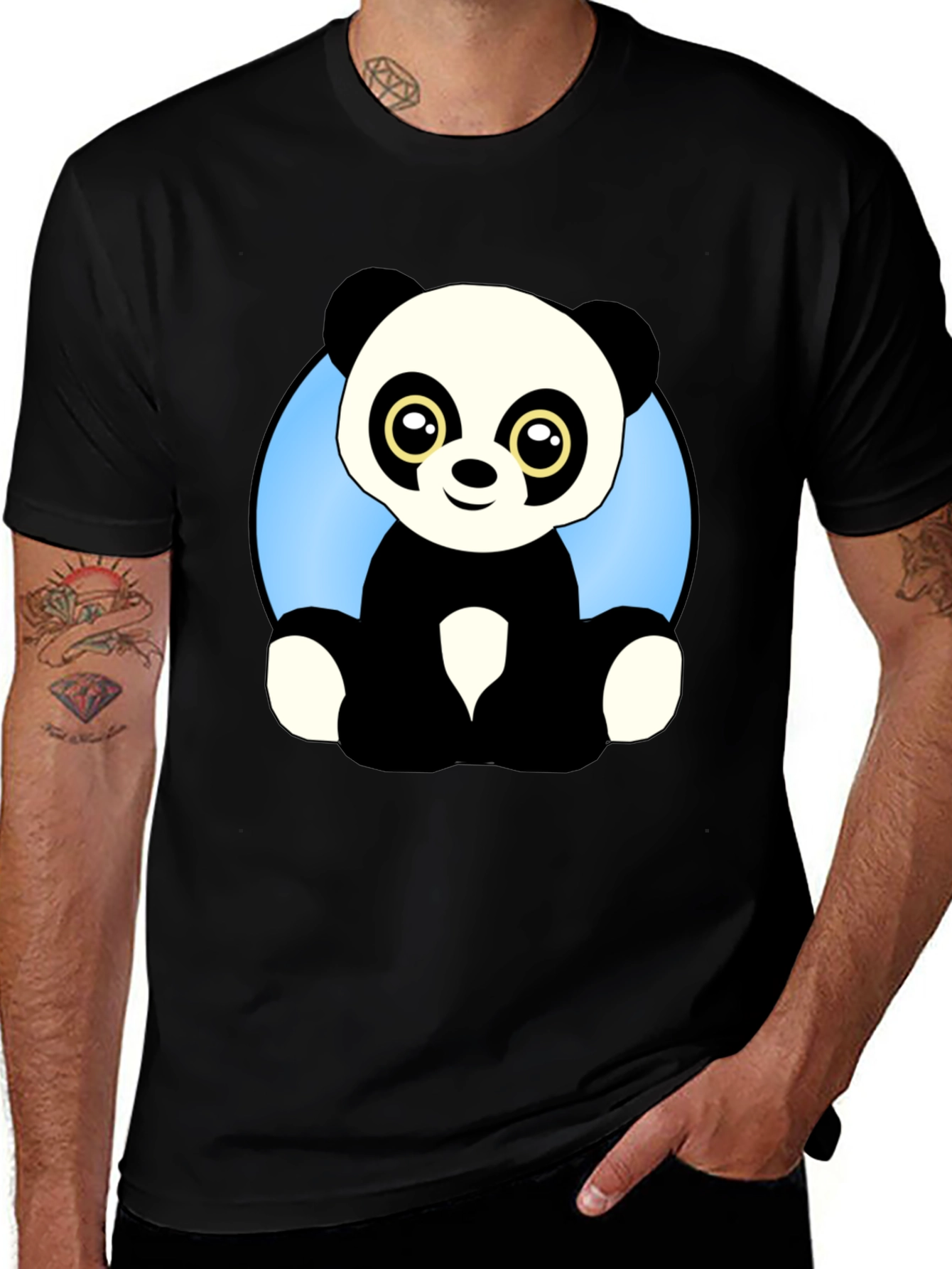 Variant 25 of Cute Panda Bear Graphic Black T-Shirt