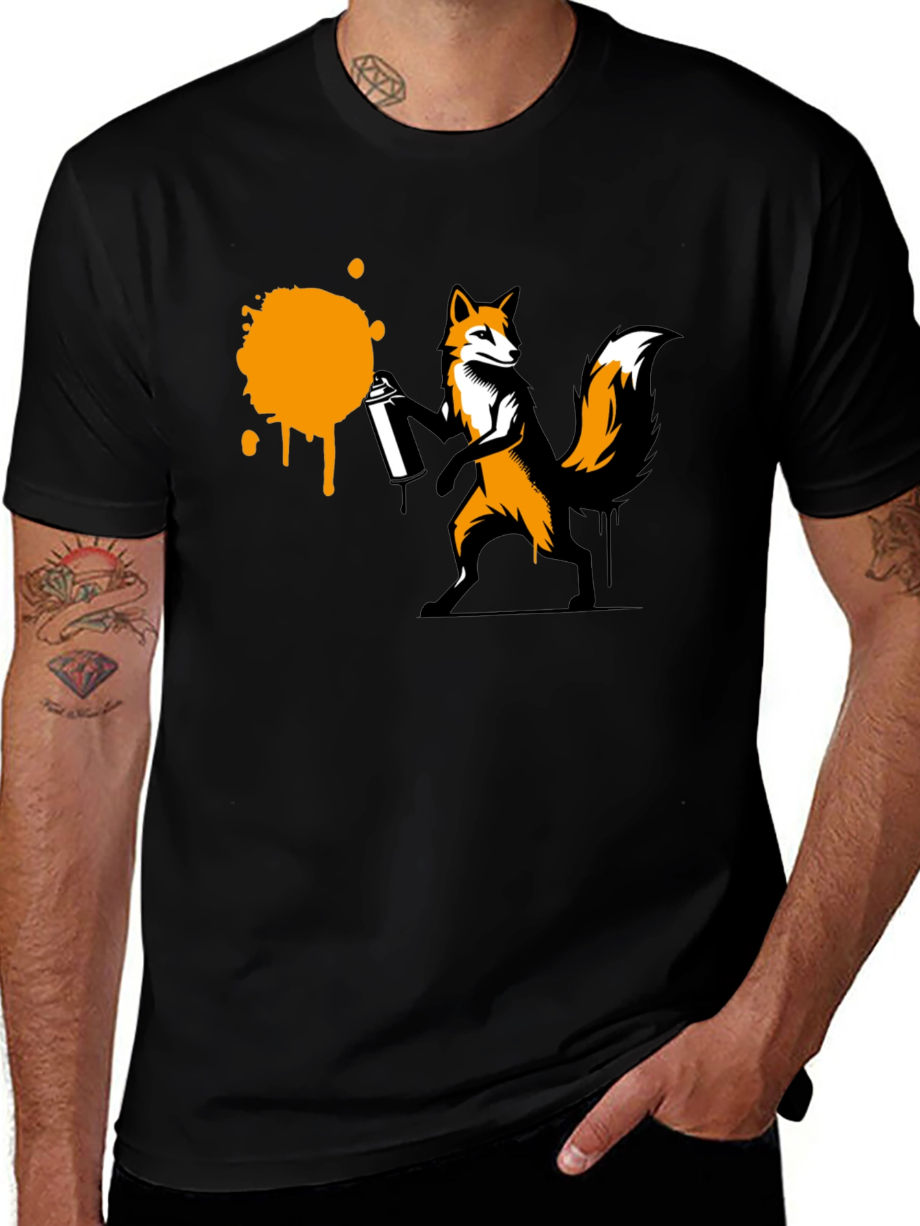 Black Fox Graffiti T-Shirt - Urban Style Tee main image