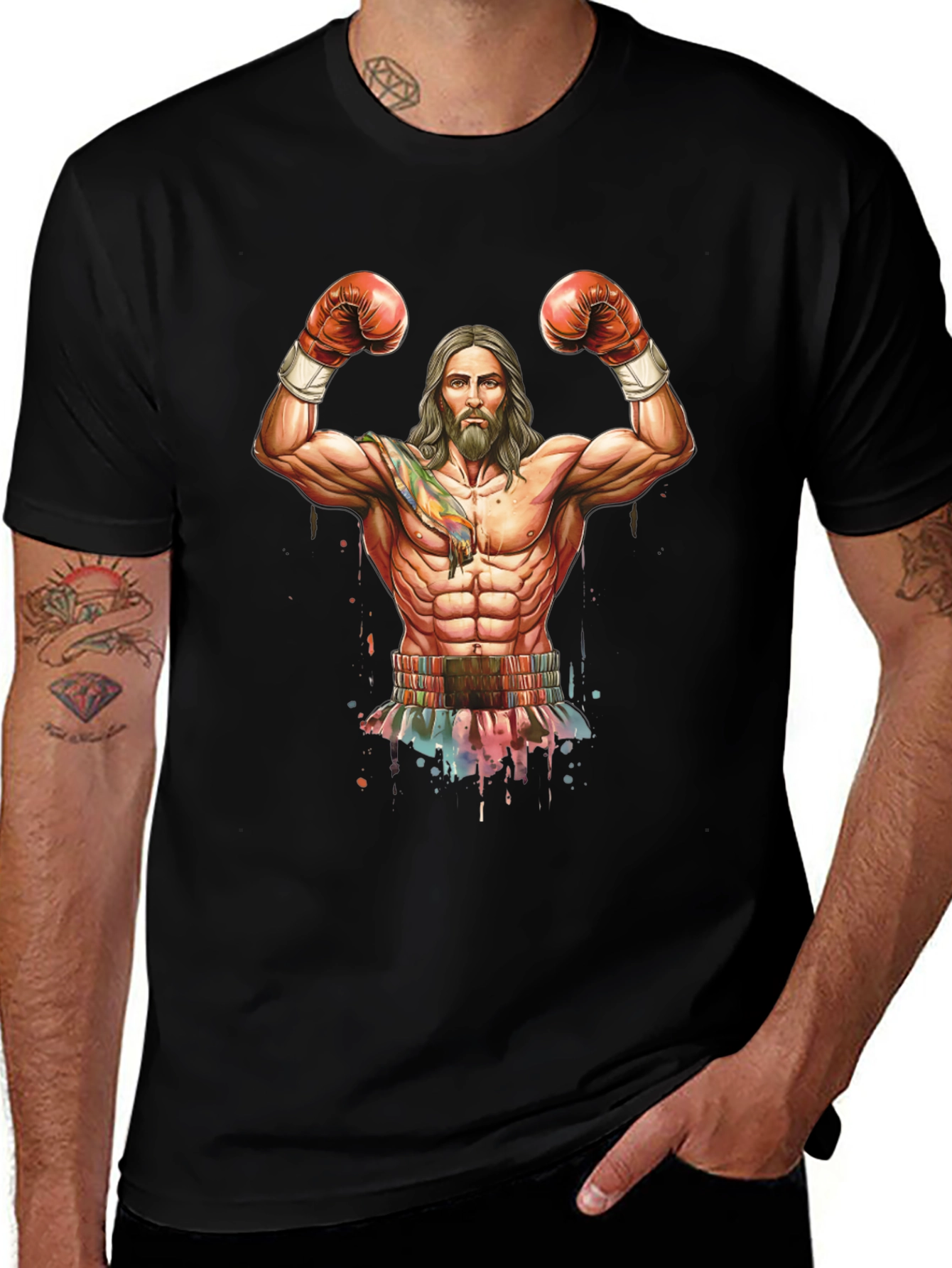 Variant 8 of Jesus Boxer T-Shirt - Unique Graphic Tee