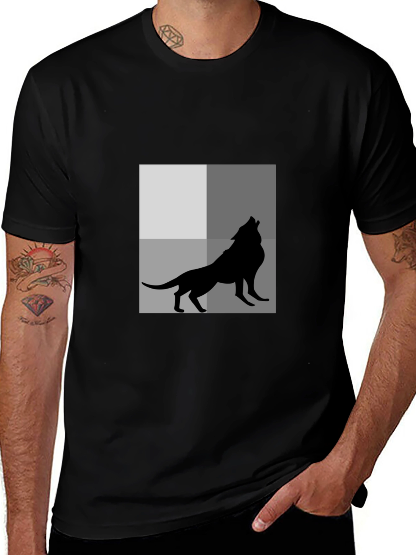 Variant 22 of Wolf Silhouette Graphic Tee - Black Cotton T-Shirt