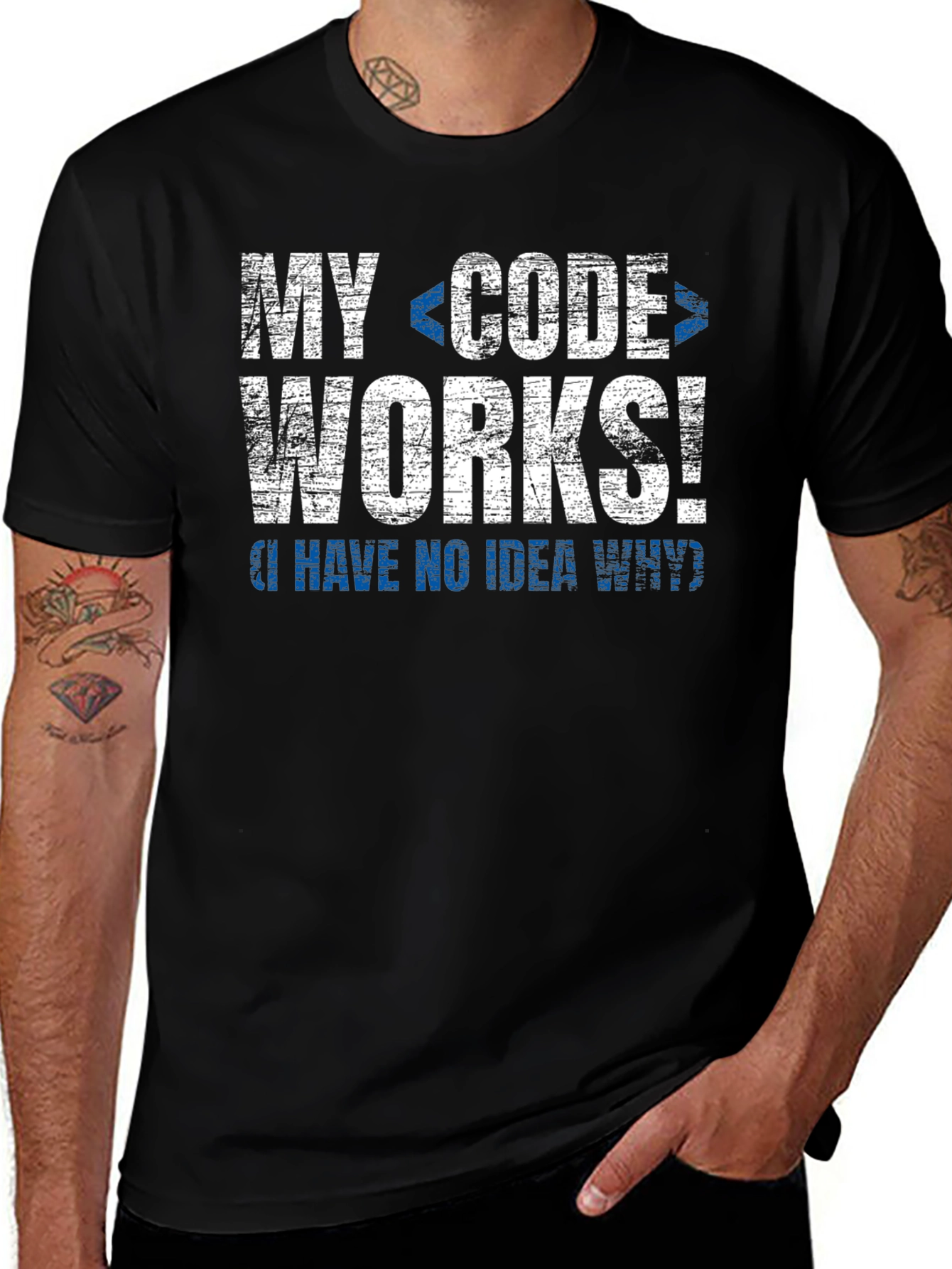 Variant 23 of My Code Works Funny Programmer T-Shirt