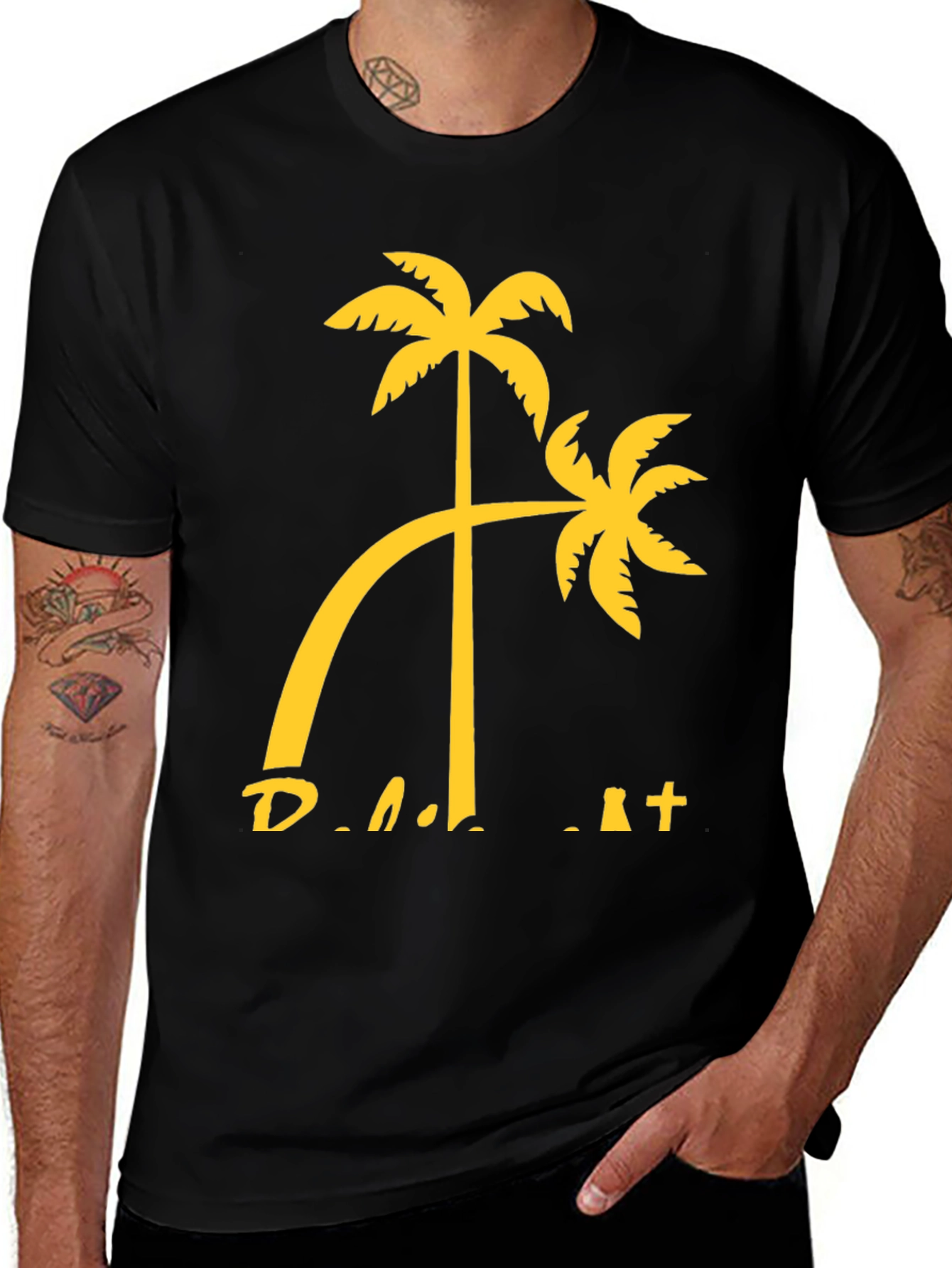Variant 24 of Tropical Palm Tee - Black Graphic T-Shirt