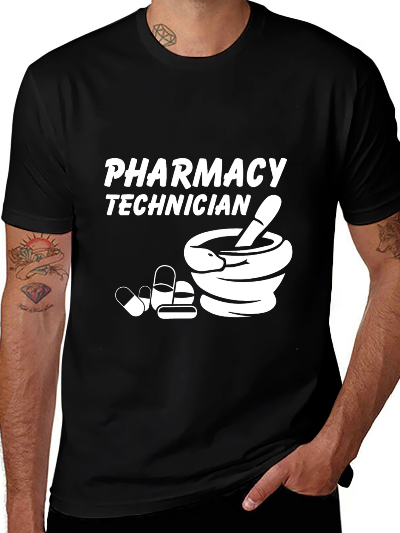 Variant 8 of Pharmacy Technician Black Graphic T-Shirt