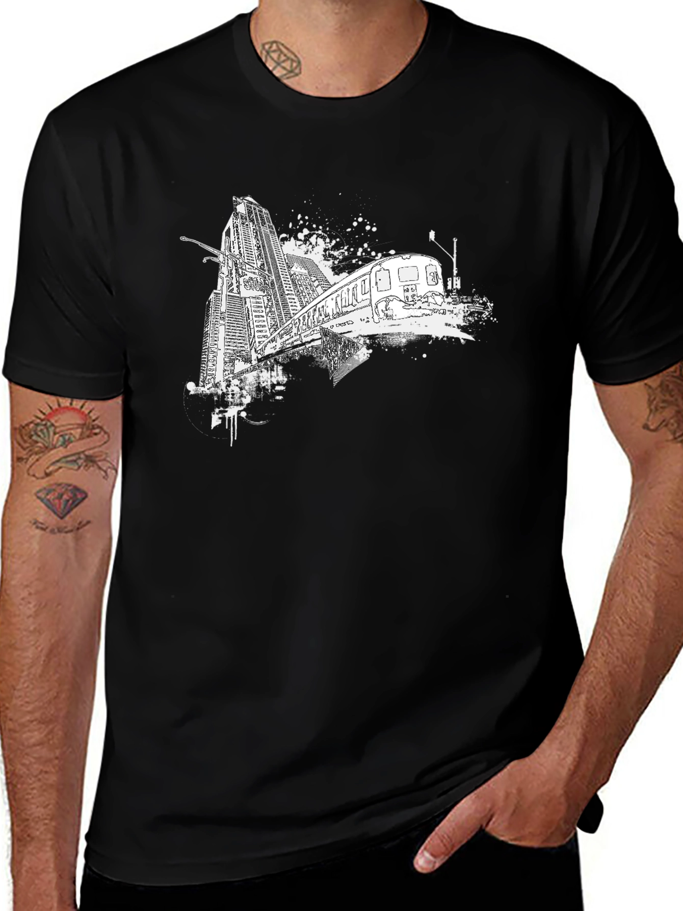 Variant 9 of Urban Train Graphic Tee - Black