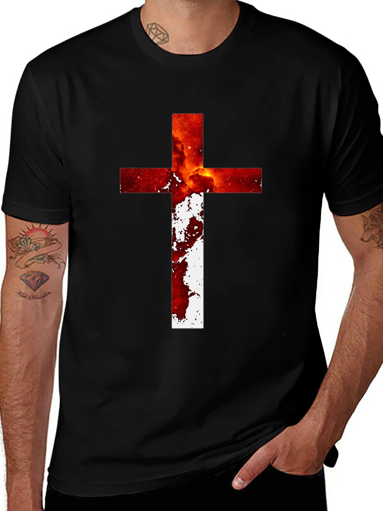 Fiery Cross Graphic Tee - Bold Christian Design