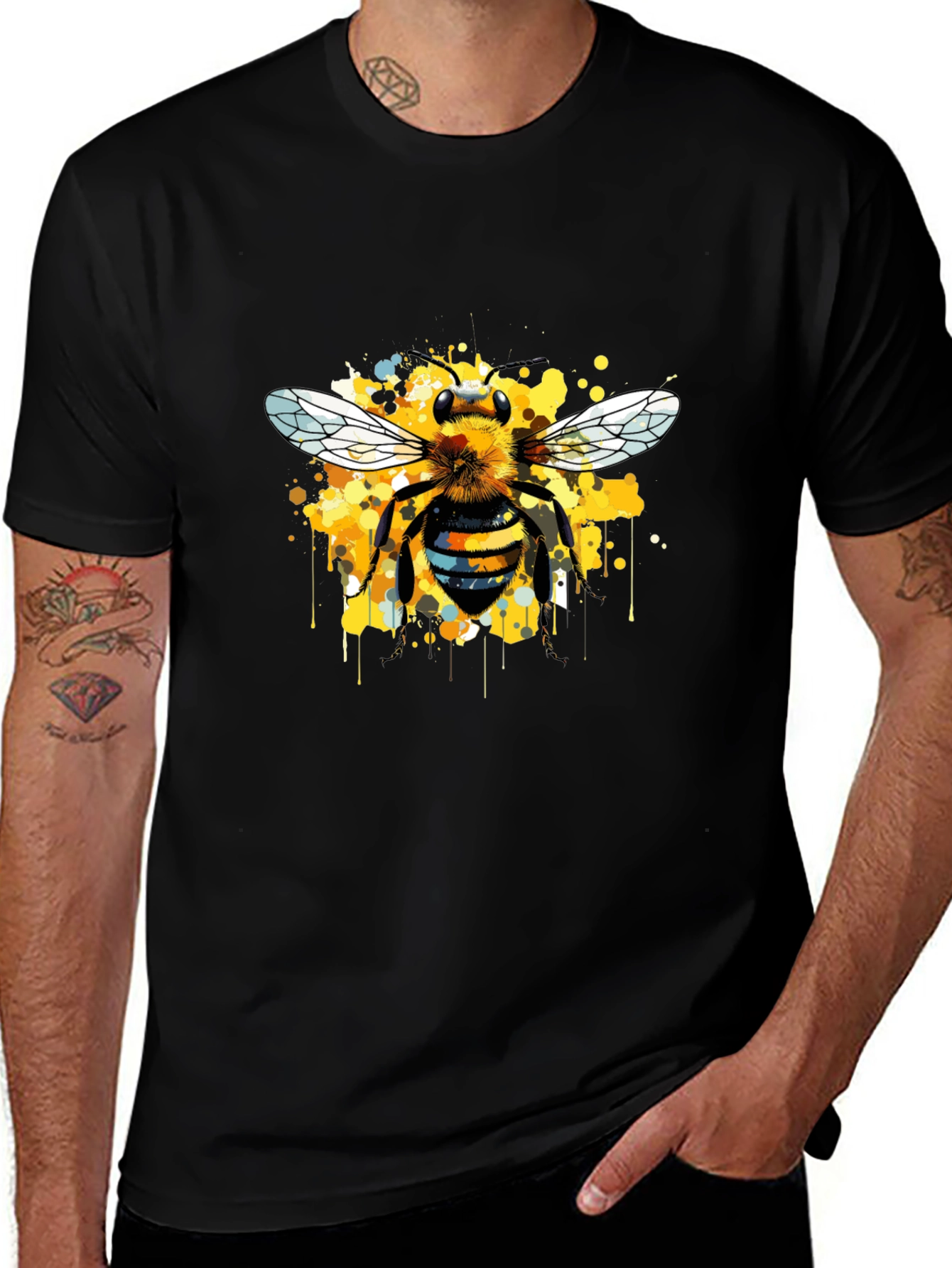 Variant 22 of Bee Art Print Men's Graphic T-Shirt - Black