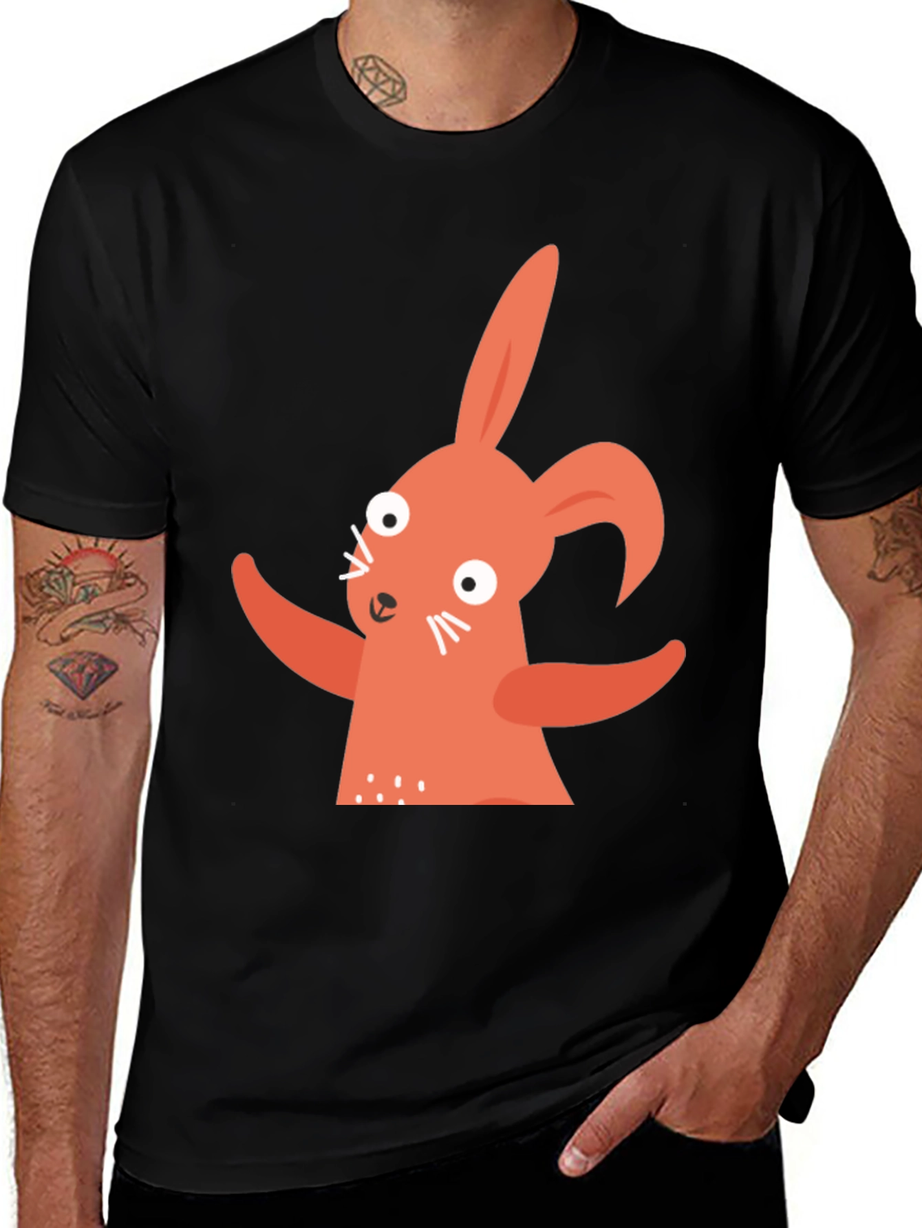 Variant 2 of Funny Rabbit Graphic Tee - Black T-Shirt