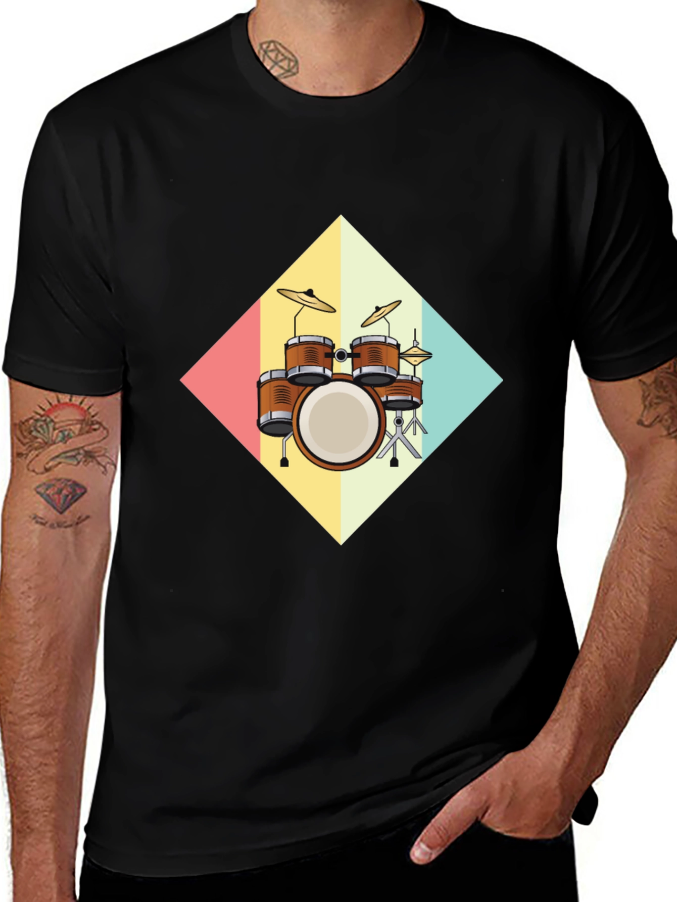 Variant 5 of Retro Drum Set T-Shirt - Musician Tee