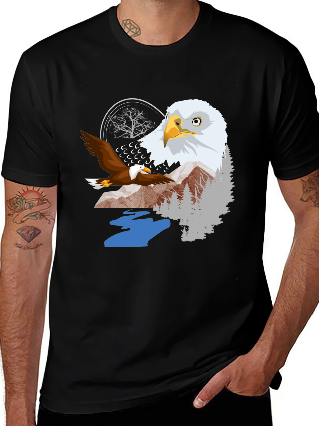 Black Eagle Graphic Tee - Nature Inspired T-Shirt main image