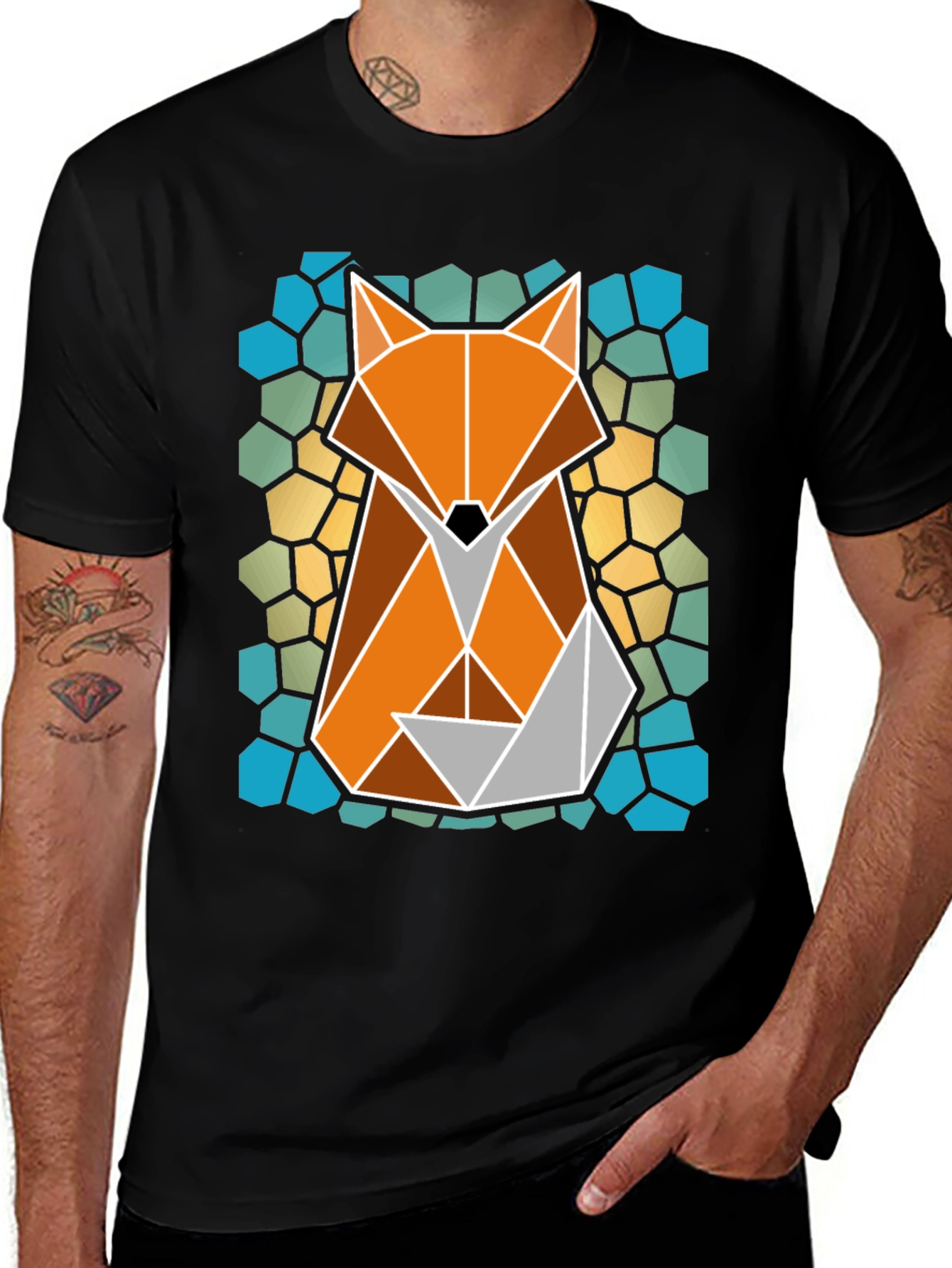 Variant 27 of Geometric Fox T-Shirt - Abstract Animal Tee