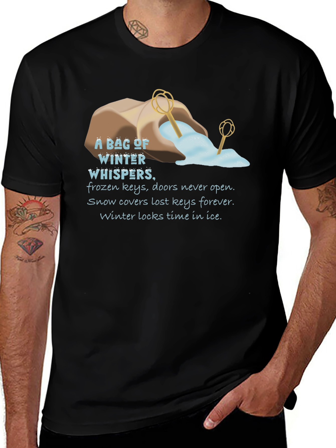 Variant 21 of Winter Whispers Graphic T-Shirt - Unisex Black Tee