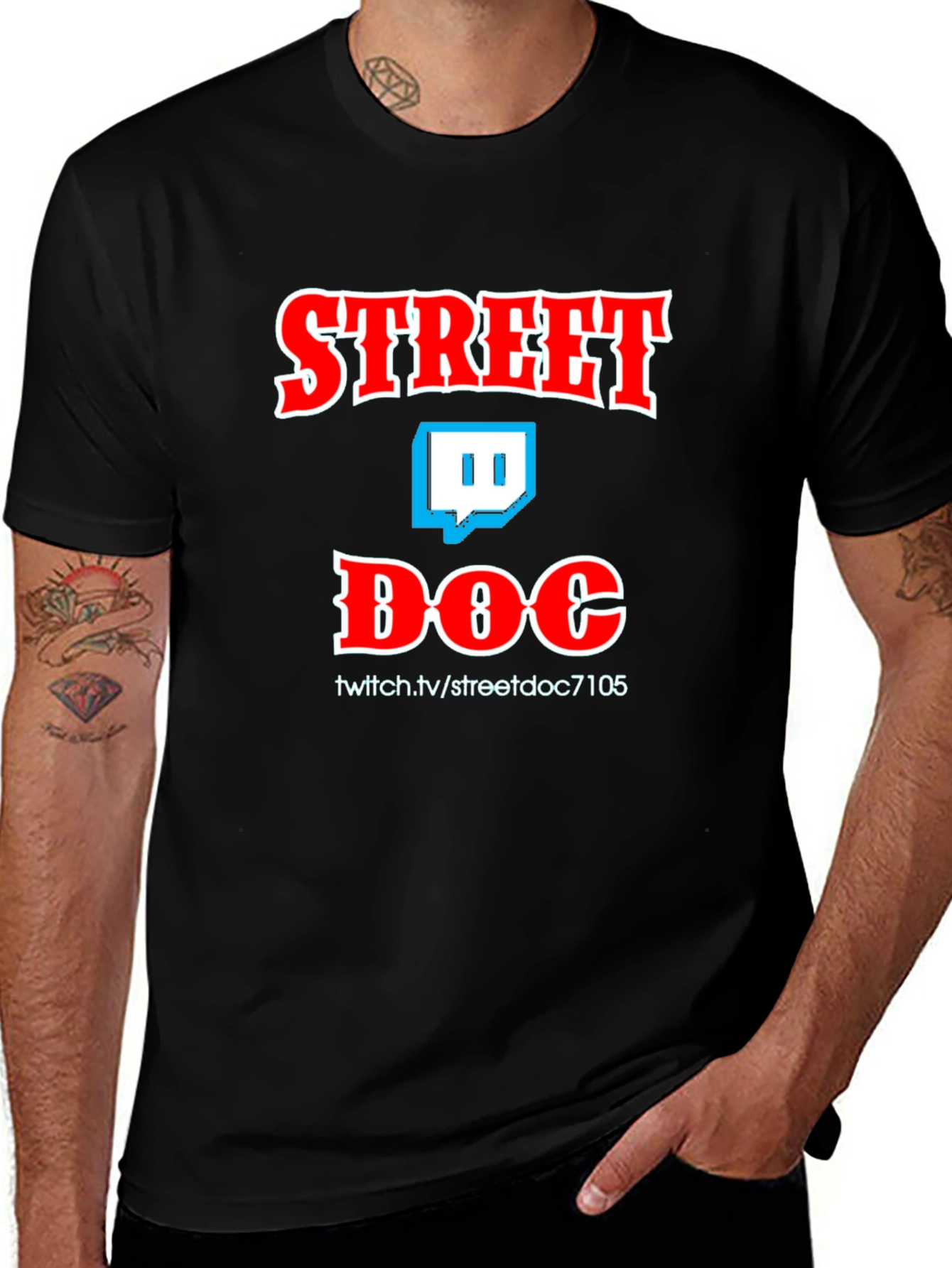 Variant 13 of Street Doc Black T-Shirt Twitch Streamer Graphic Tee