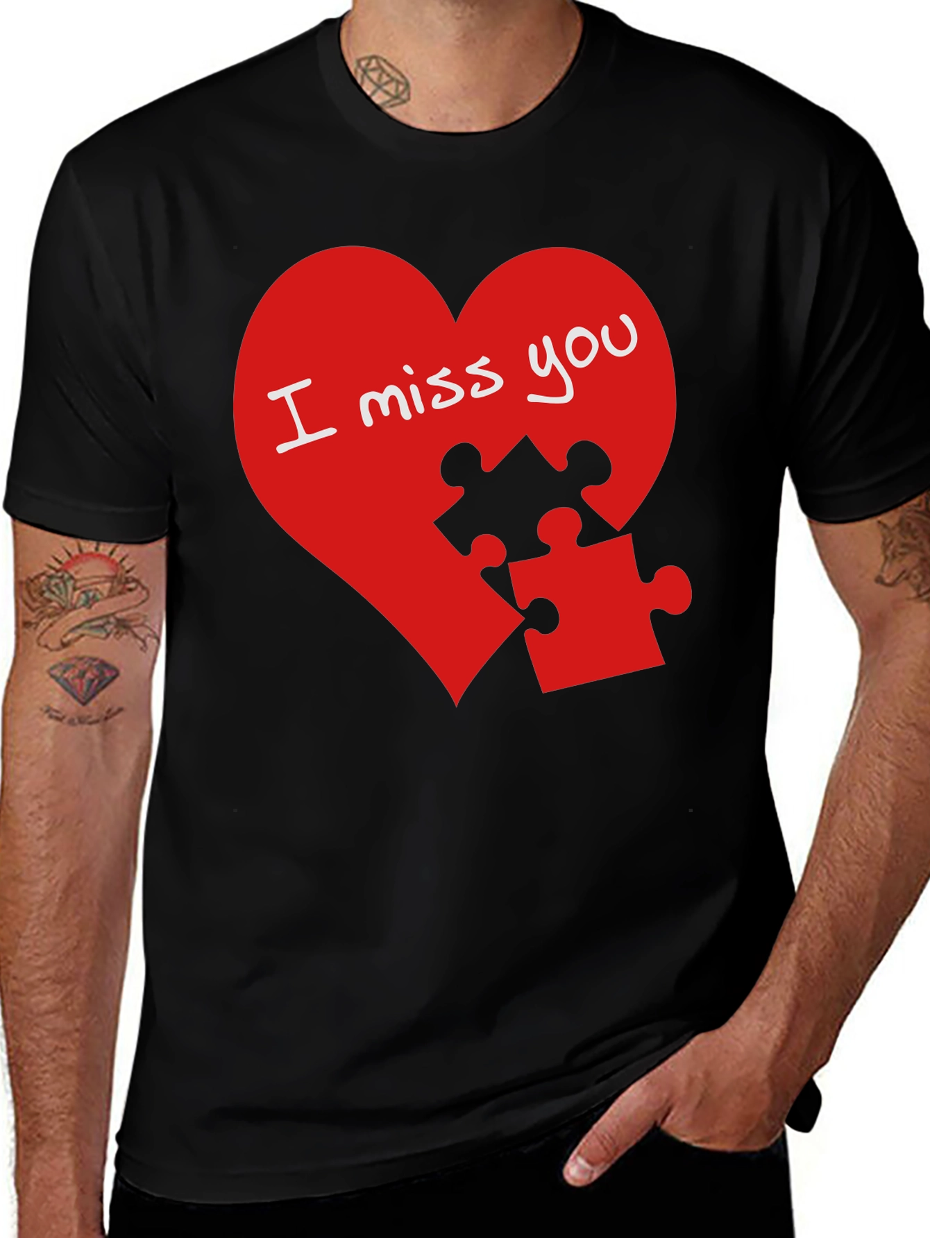 Variant 19 of I Miss You Puzzle Heart Graphic T-Shirt