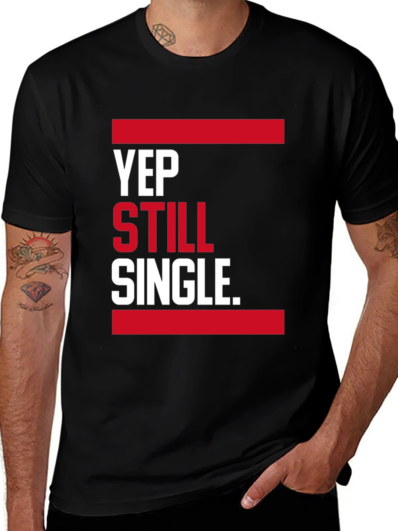 Variant 26 of Yep Still Single Graphic T-Shirt - Black