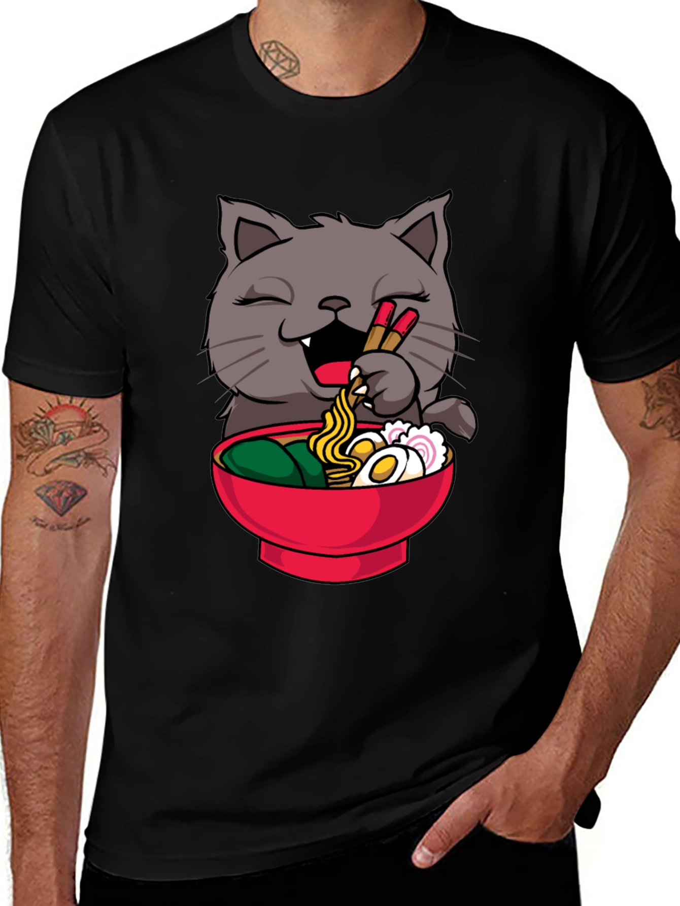 Cat Ramen Lover T-Shirt - Cute Anime Kawaii Noodle Bowl