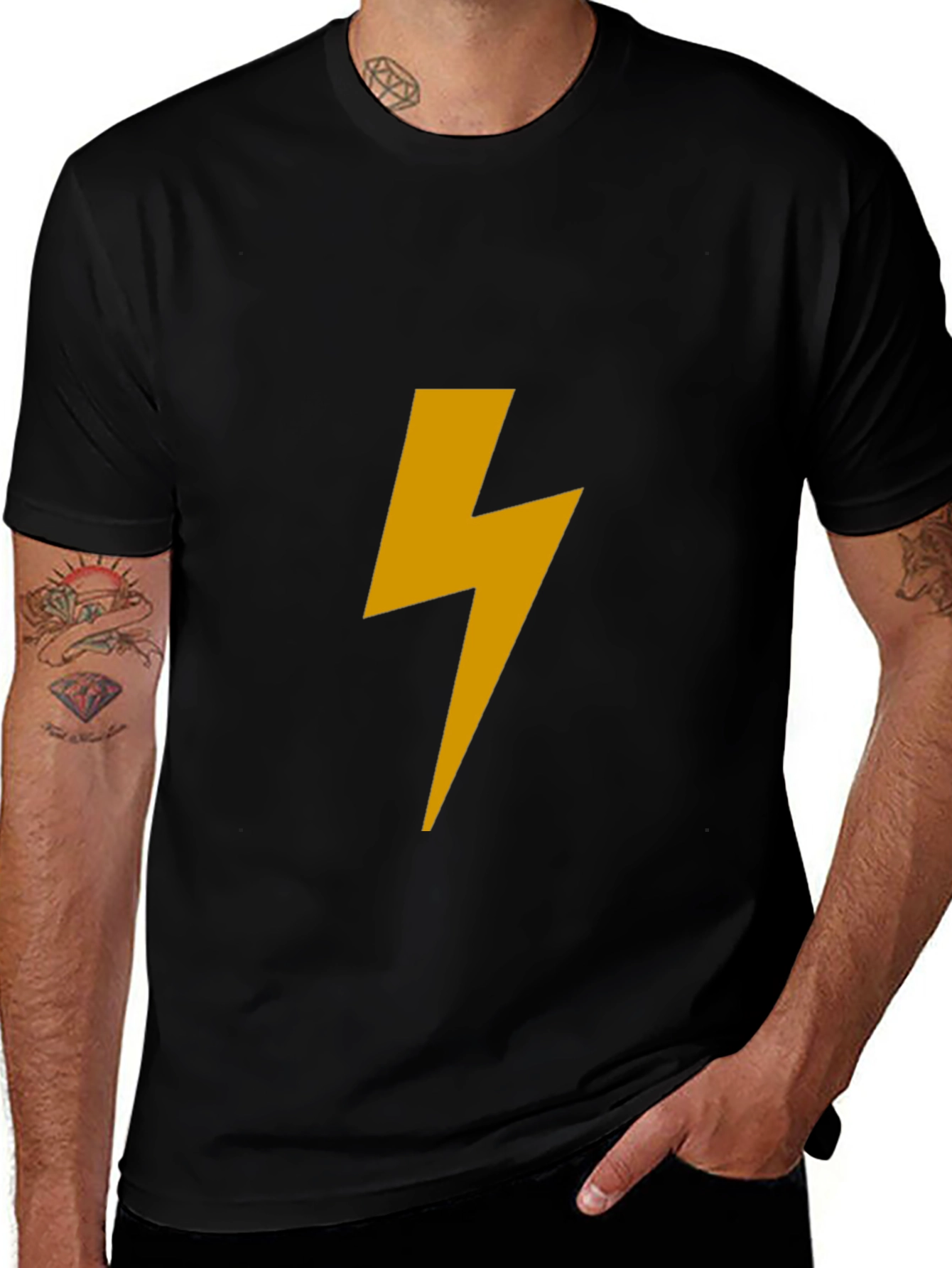 Variant 25 of Black Tee with Bold Lightning Bolt Graphic