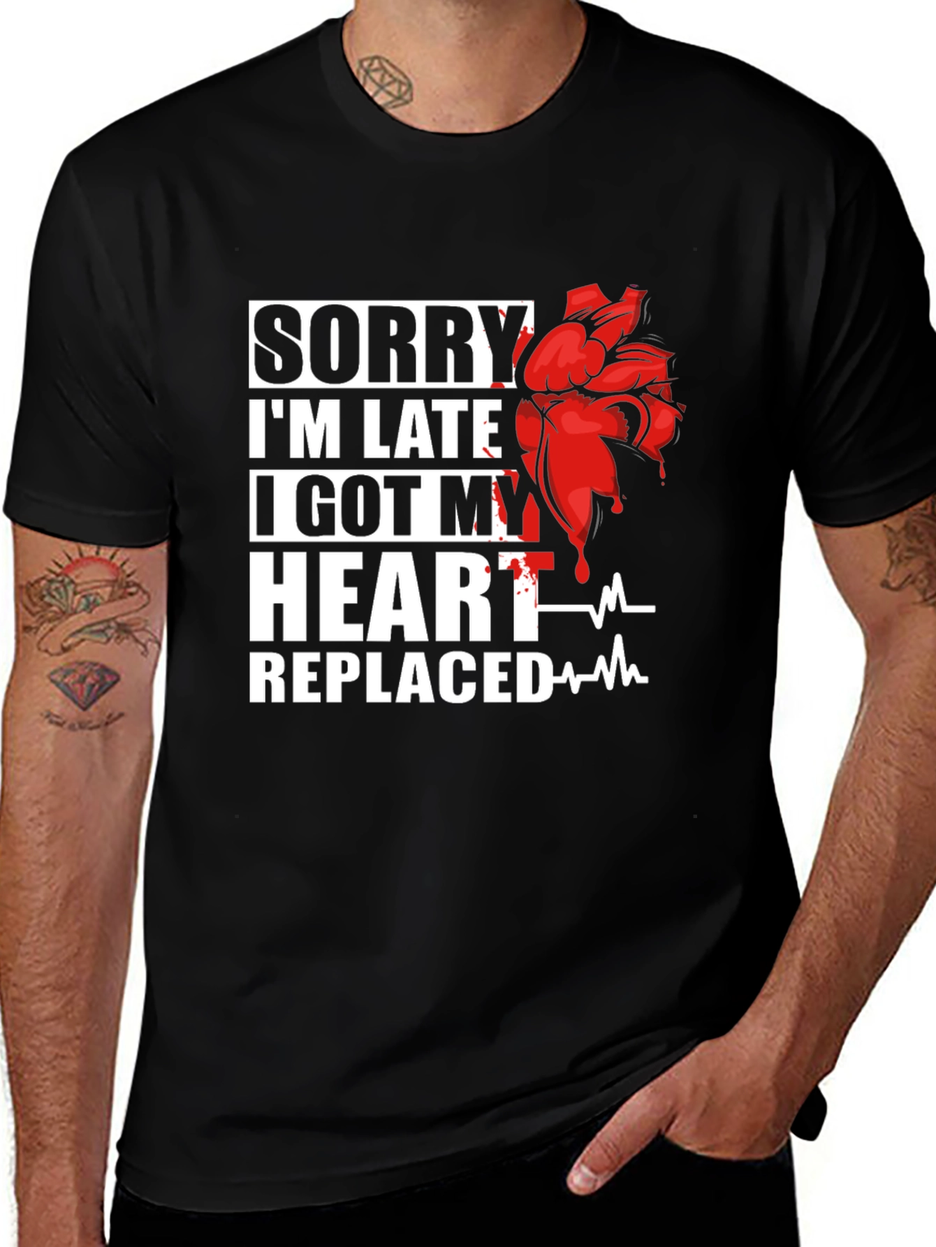 Variant 3 of Funny Heart Replacement Graphic T-Shirt