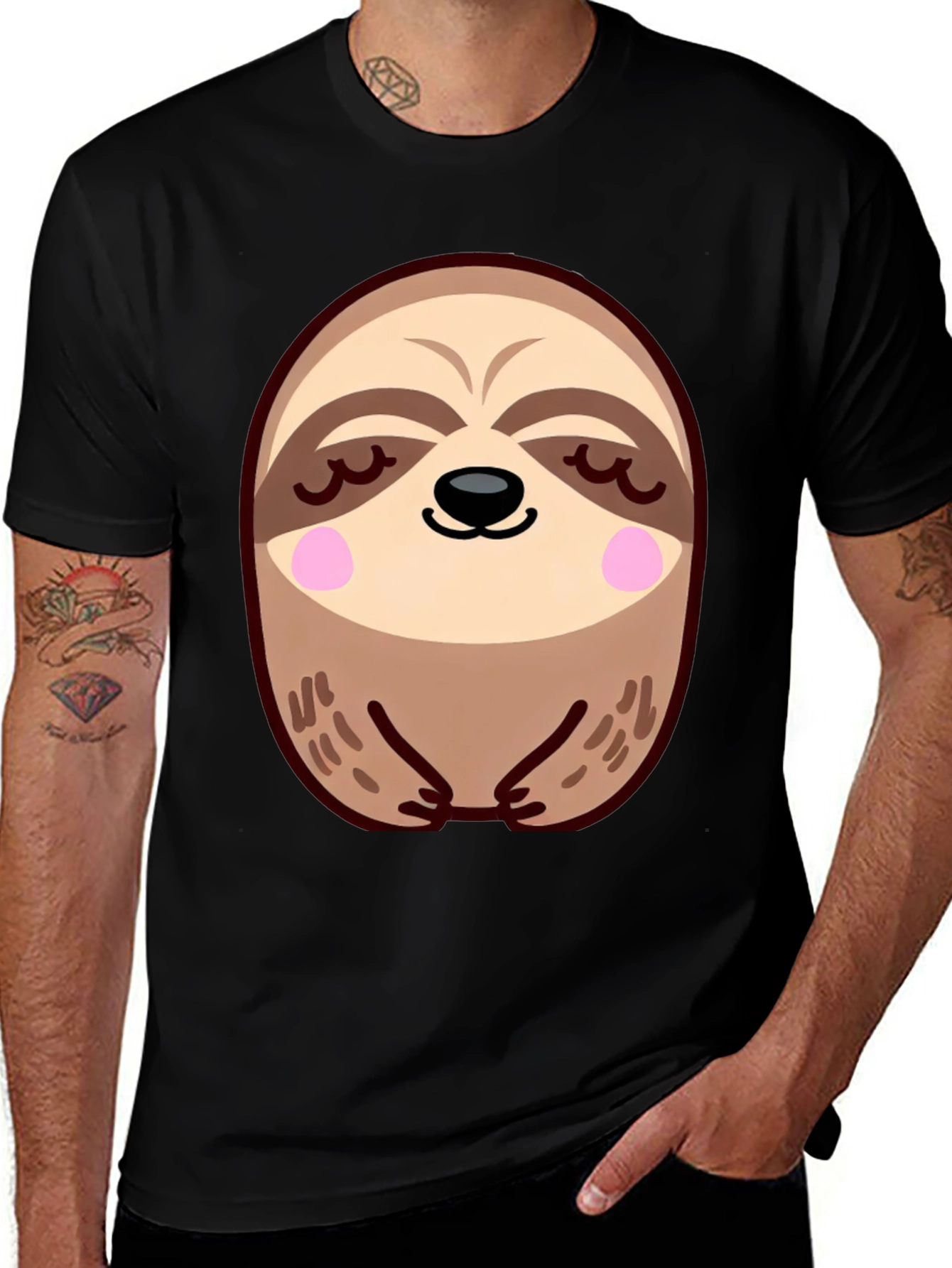 Variant 27 of Cute Sloth Graphic Tee - Relaxed Comfort