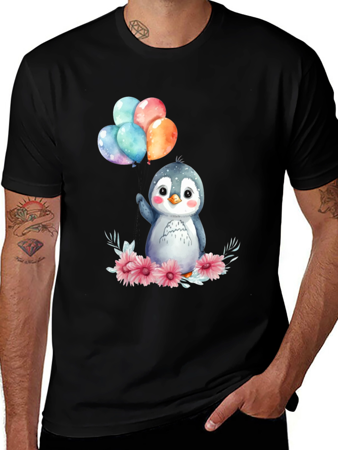 Variant 26 of Cute Penguin with Balloons Graphic Tee