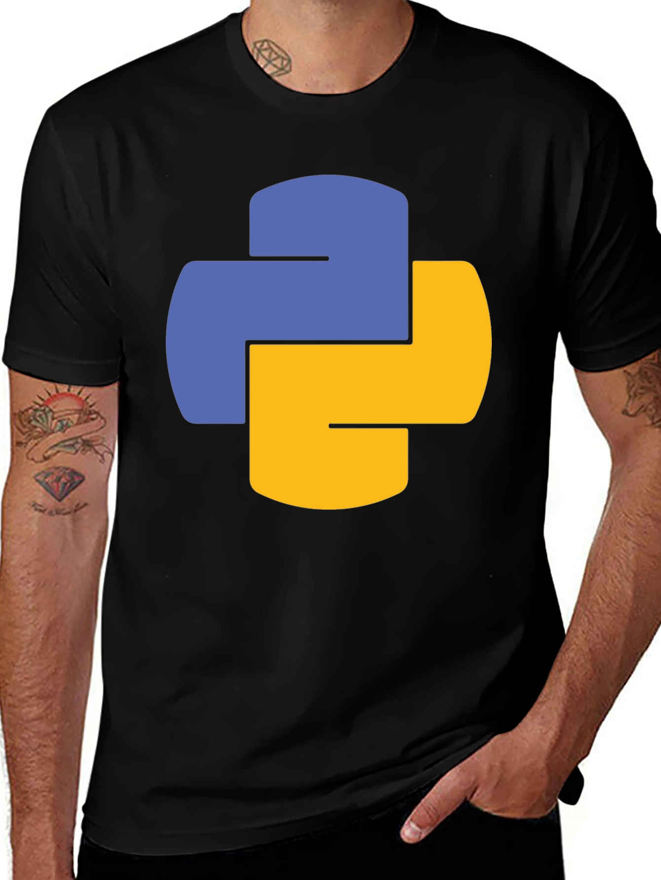 Python Logo Black T-Shirt - Coding Developer Tee