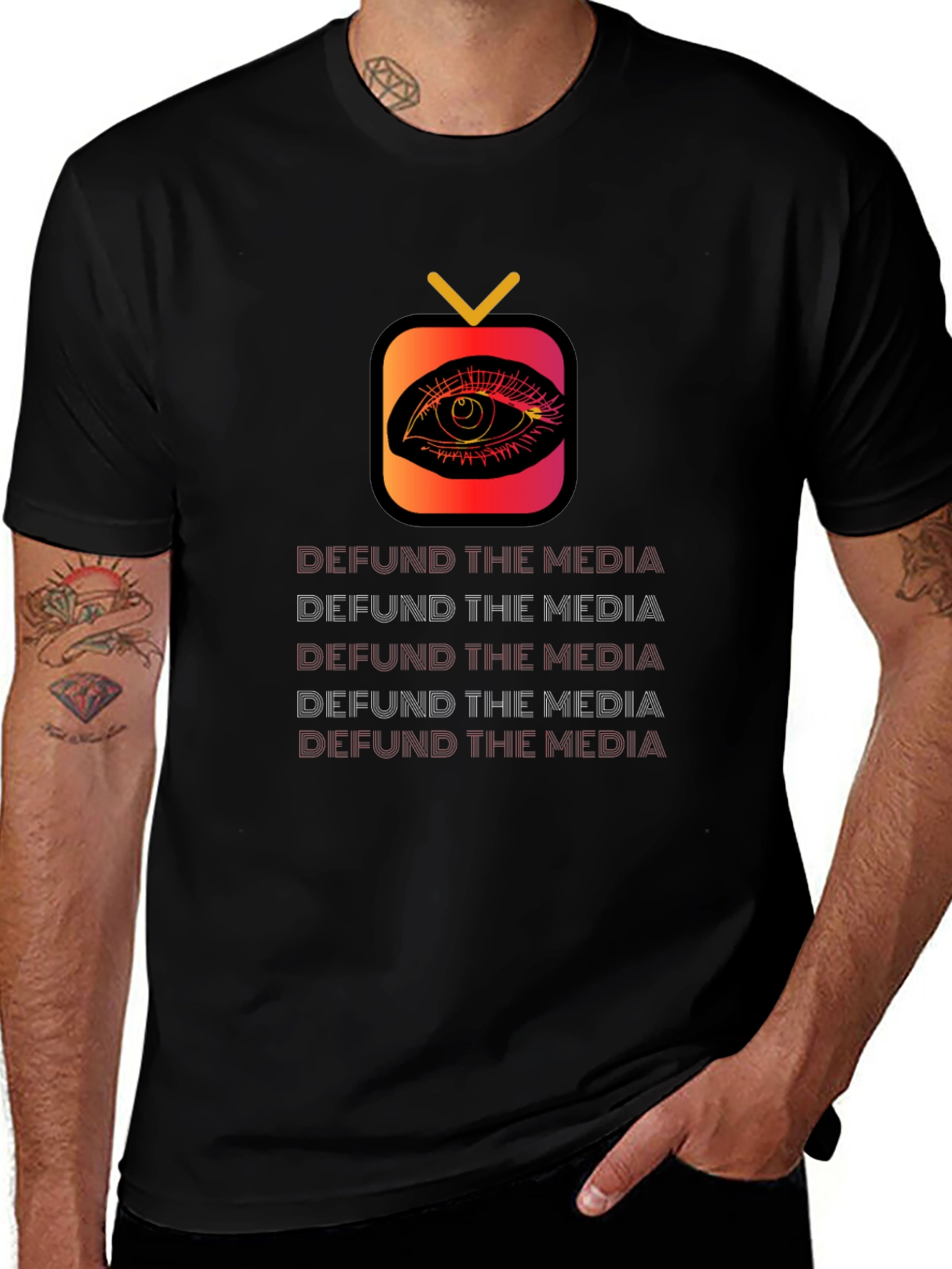 Variant 5 of Defund the Media Graphic Tee - Men's Black T-Shirt