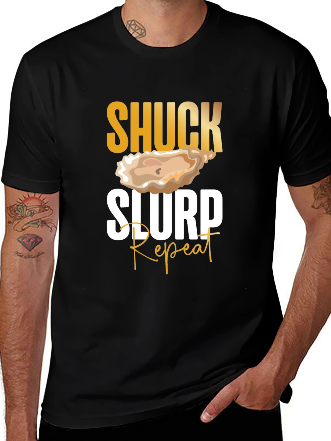 Variant 6 of Shuck Slurp Repeat Oyster T-Shirt
