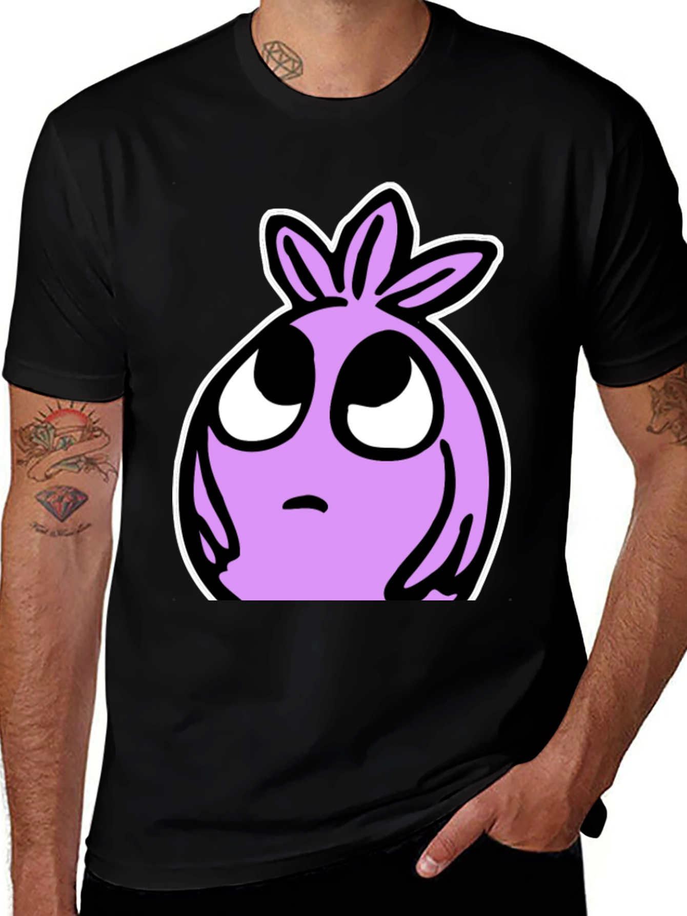 Variant 11 of Cartoon Lilac Character Black T-shirt