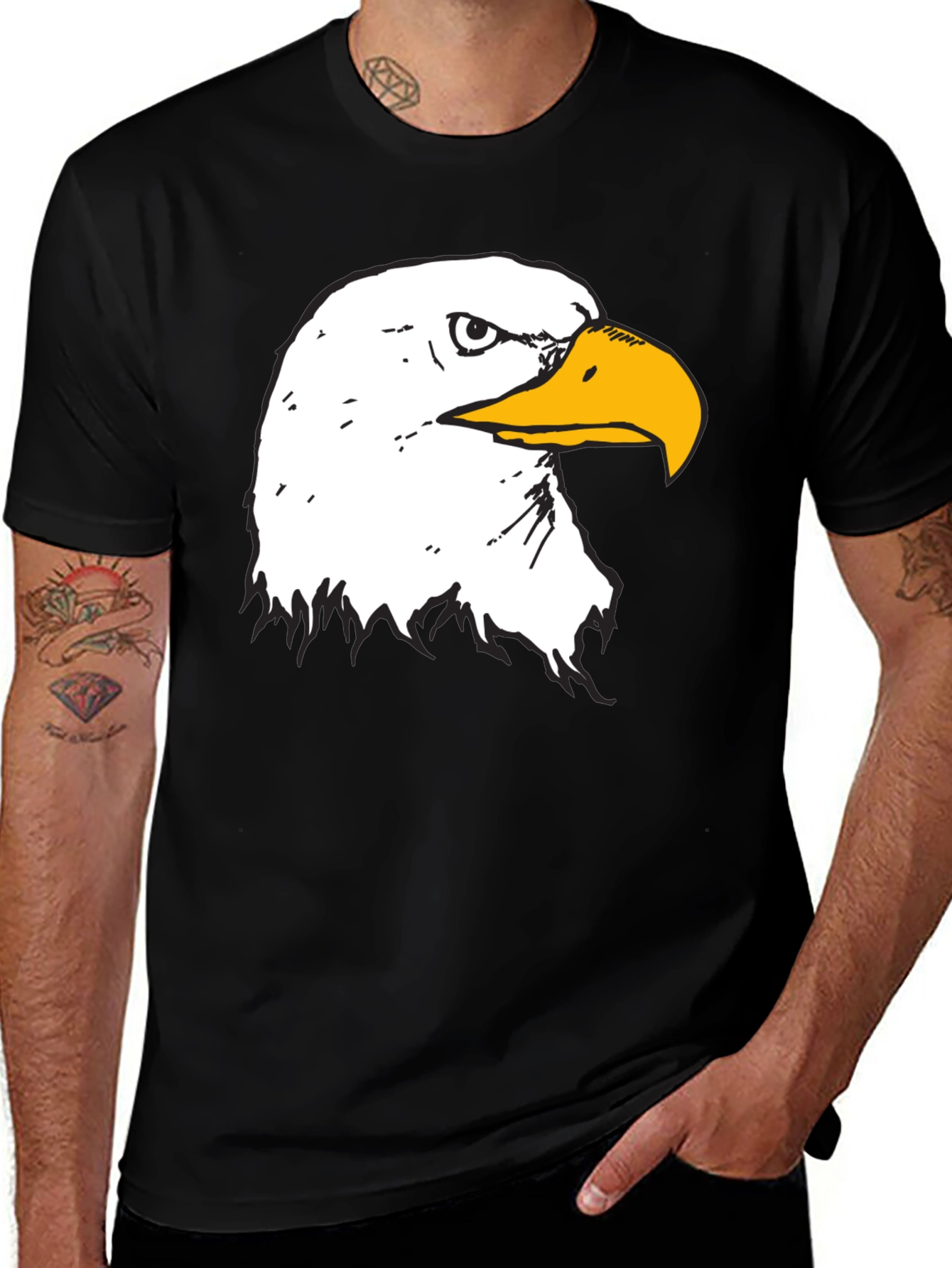 Variant 20 of Bold Eagle Graphic Tee - Black Cotton T-Shirt