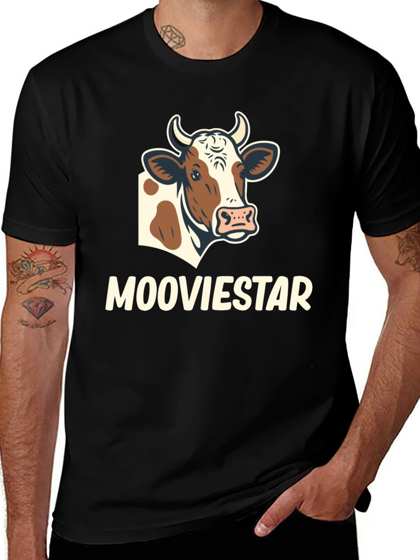 Variant 23 of Mooviestar Cow Graphic T-Shirt - Black