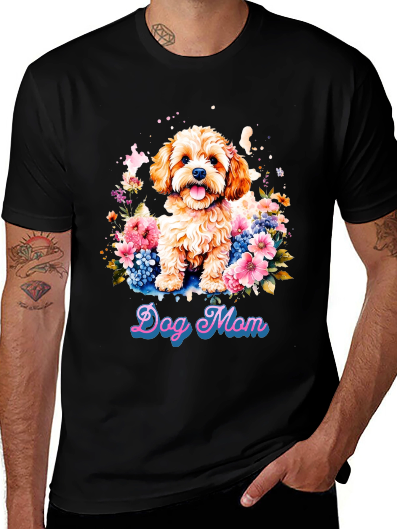Variant 10 of Dog Mom T-Shirt - Cute Floral Design