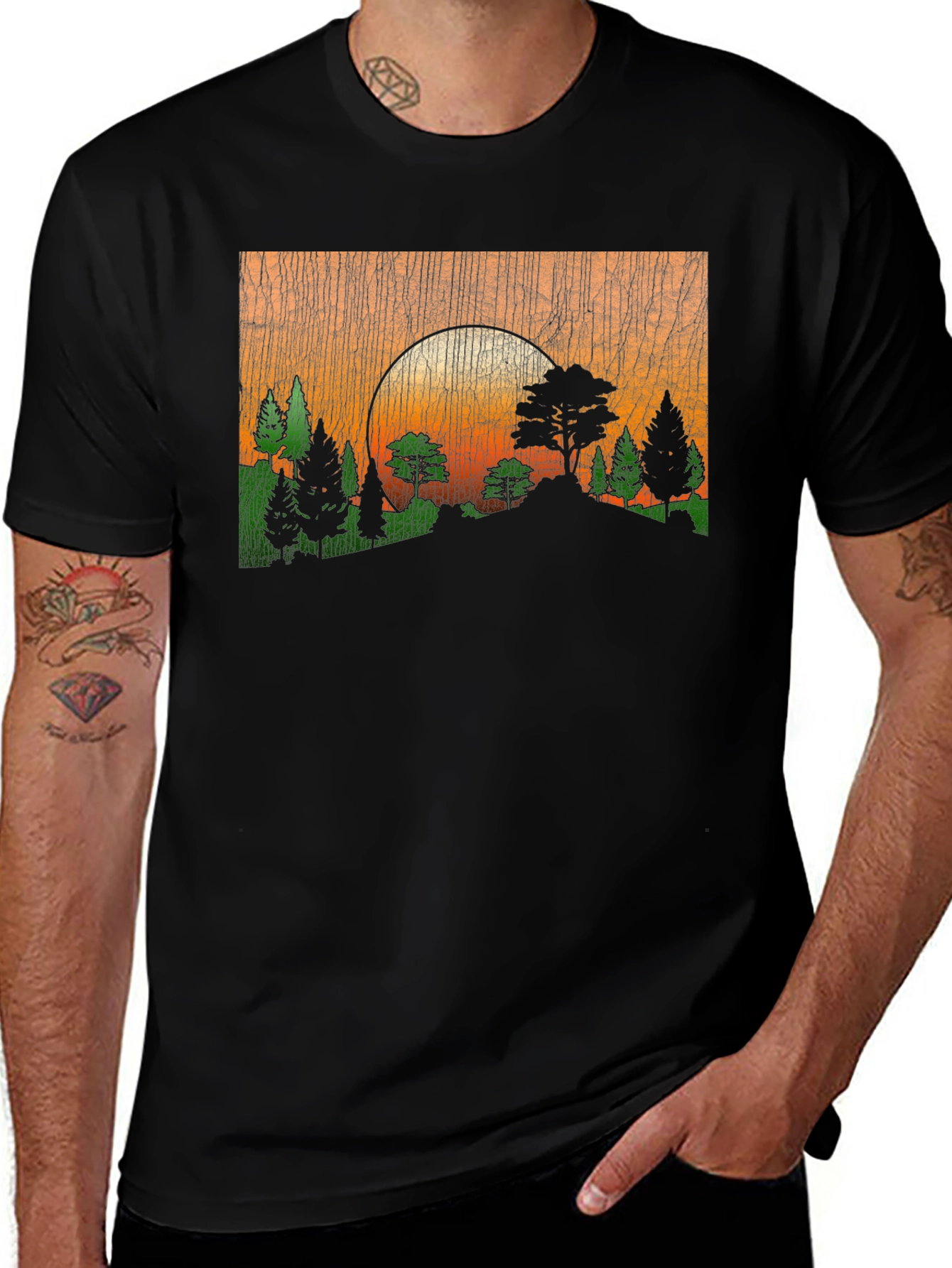 Variant 22 of Sunset Forest Graphic Tee - Black