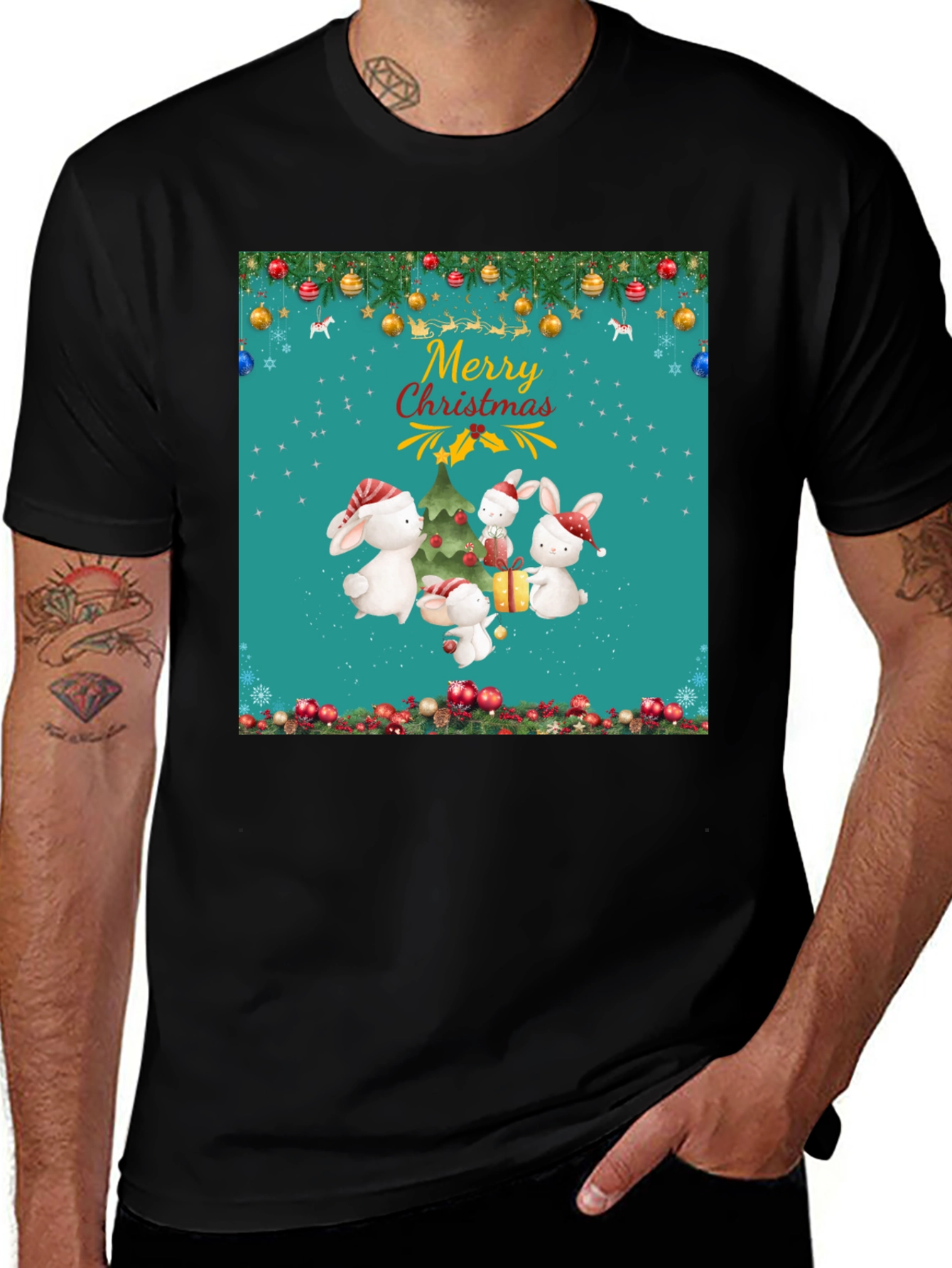 Variant 25 of Merry Christmas Rabbit Tee