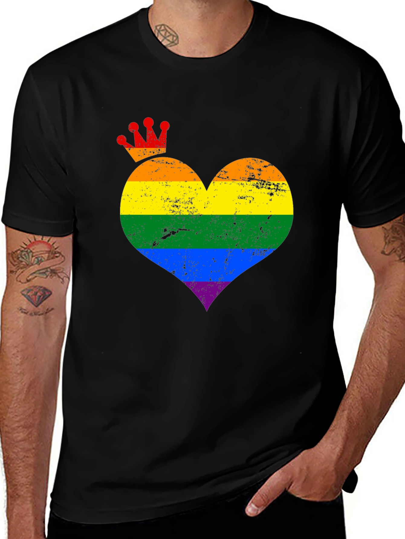 Variant 26 of Rainbow Pride Heart Crown Graphic Tee