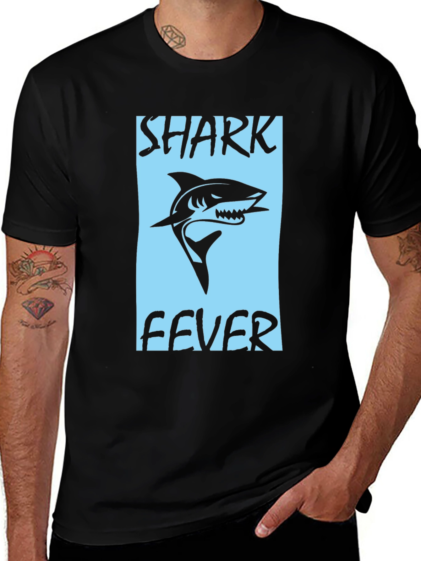 Variant 24 of Shark Fever Graphic T-Shirt - Black