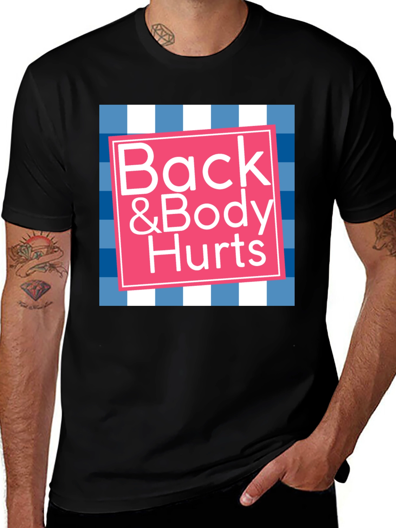 Black Back & Body Hurts Graphic T-Shirt - Novelty Tee main image